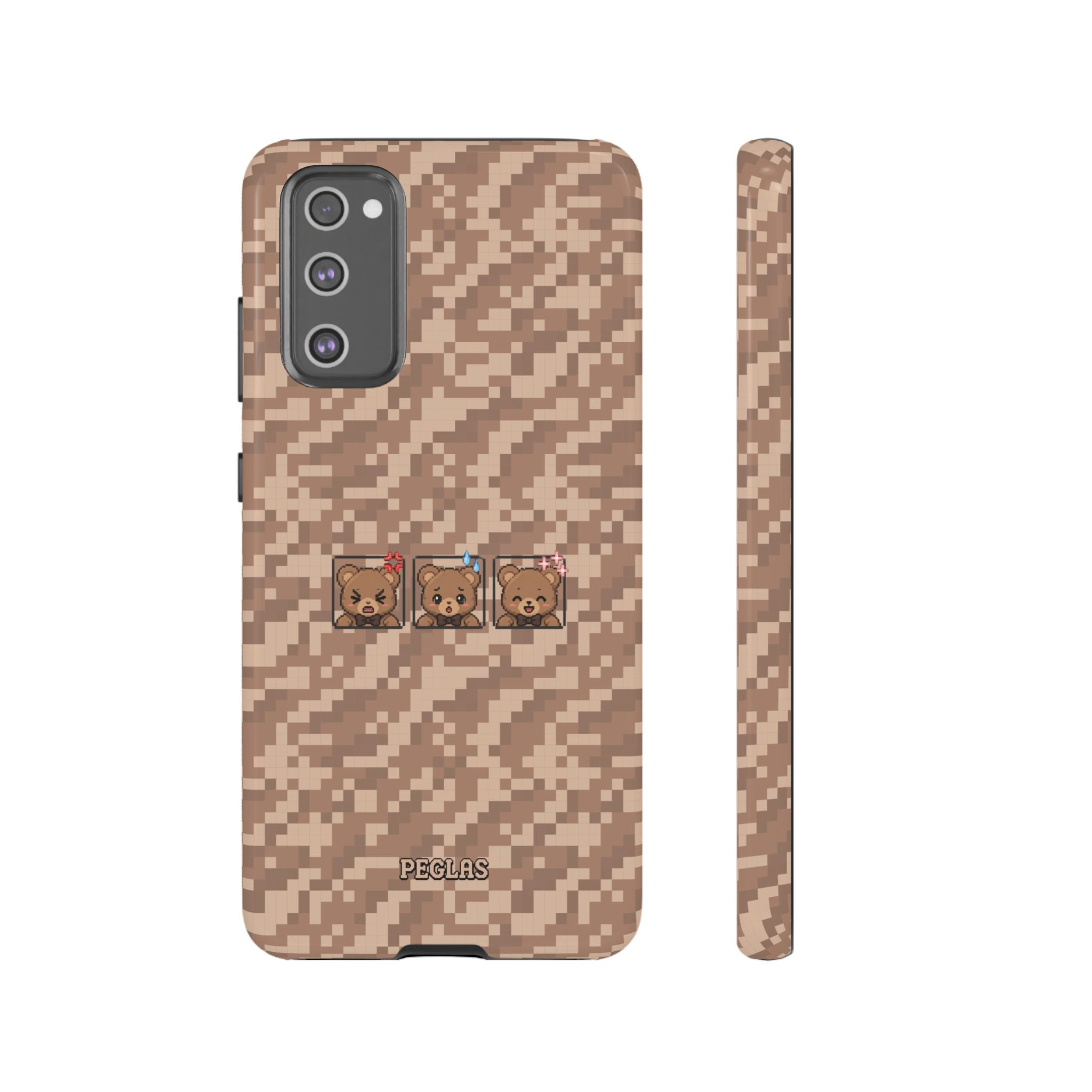 Pixel Teddy Emojis Brown Tough Phone Case