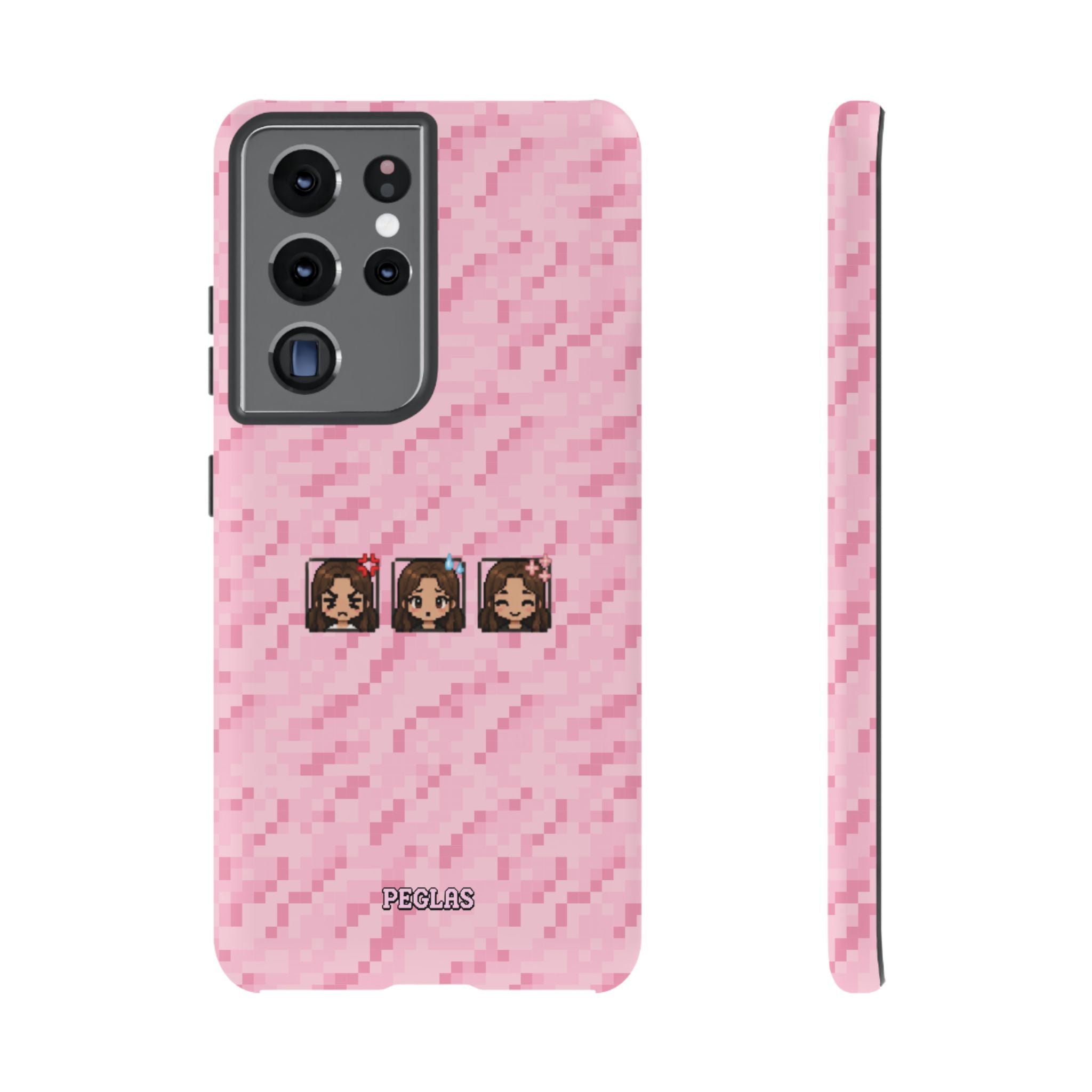 Pixel Girl Emojis Pink Tough Phone Case