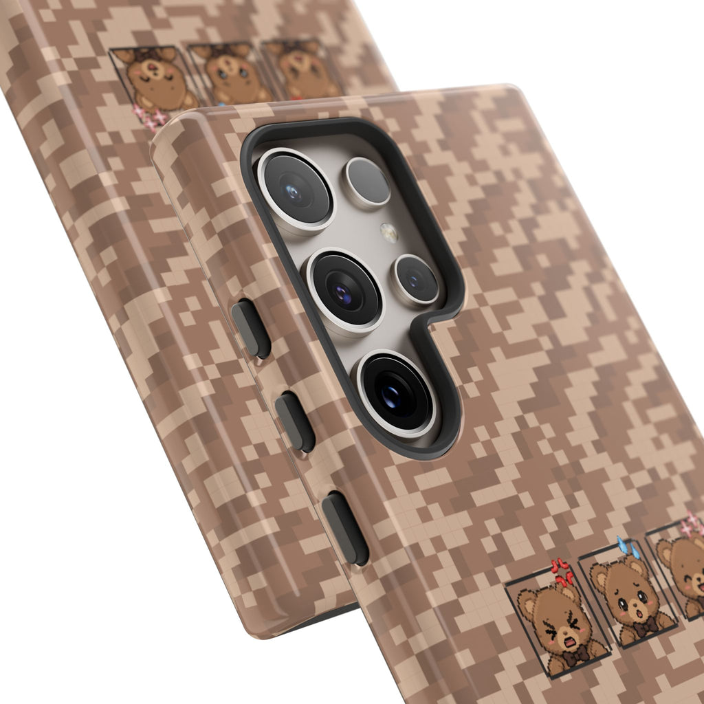 Pixel Teddy Emojis Brown Tough Phone Case