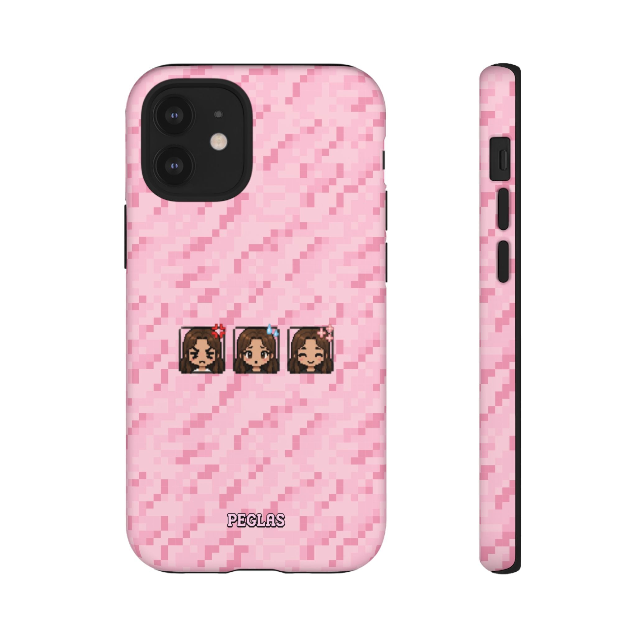 Pixel Girl Emojis Pink Tough Phone Case