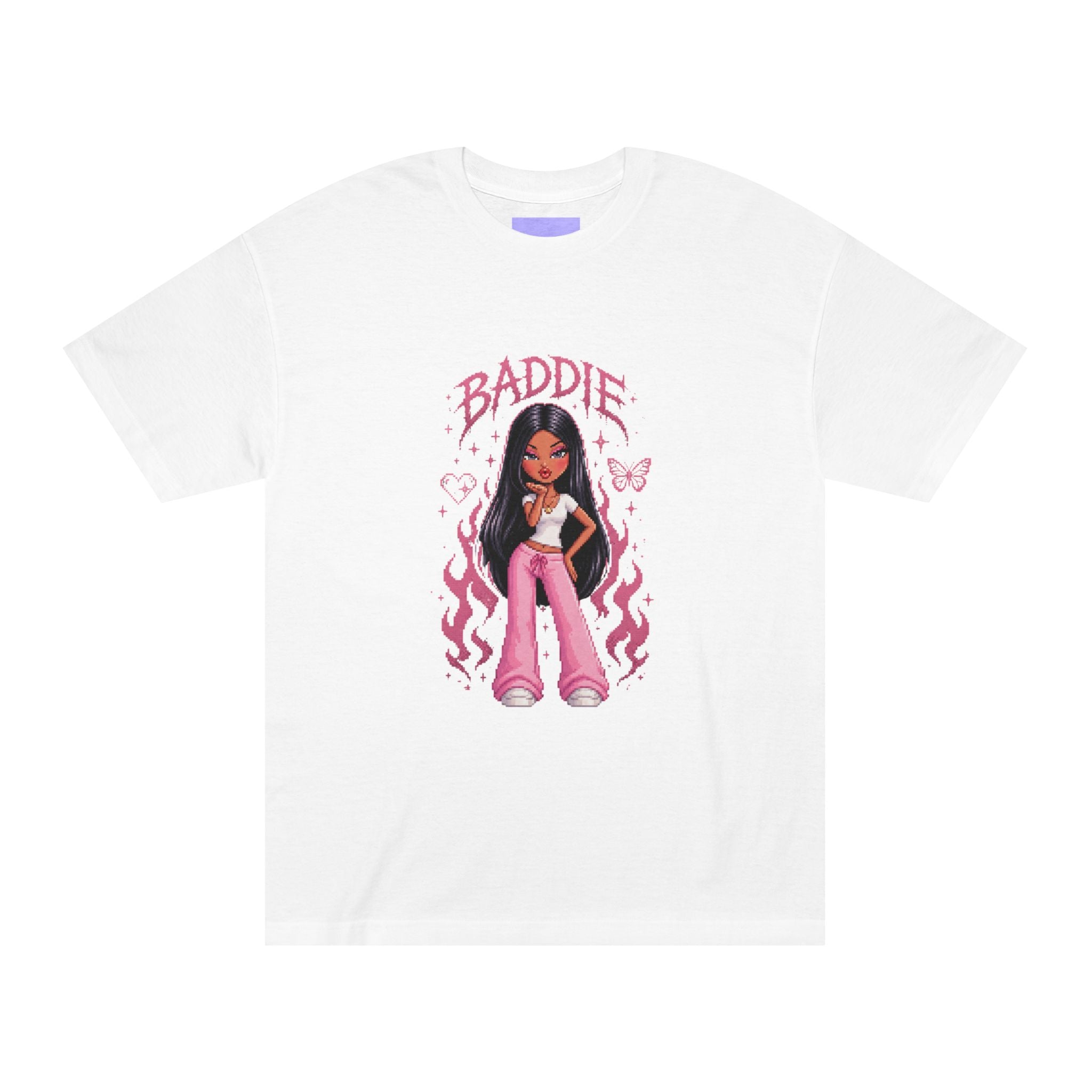 Baddie Graphic Tee — Pink Butterfly Girl Illustration