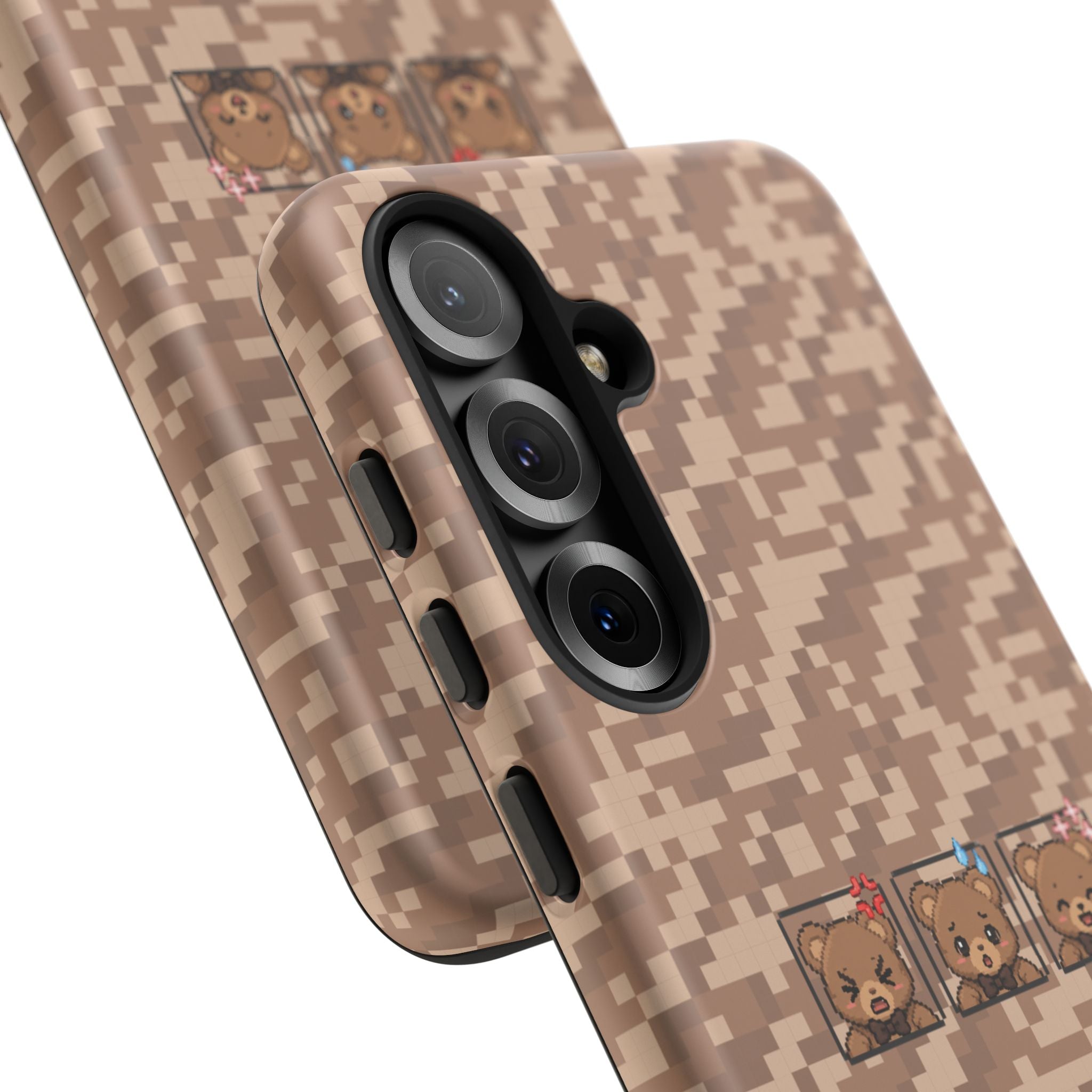 Pixel Teddy Emojis Brown Tough Phone Case