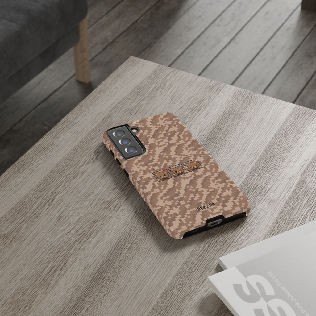 Pixel Teddy Emojis Brown Tough Phone Case