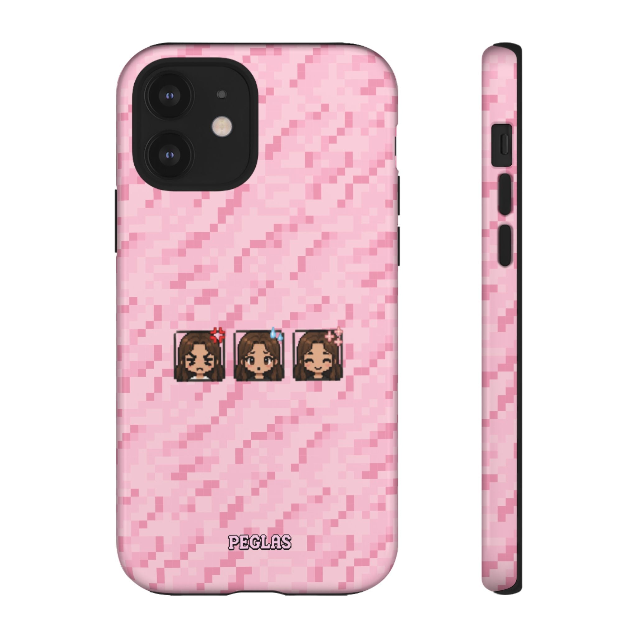Pixel Girl Emojis Pink Tough Phone Case