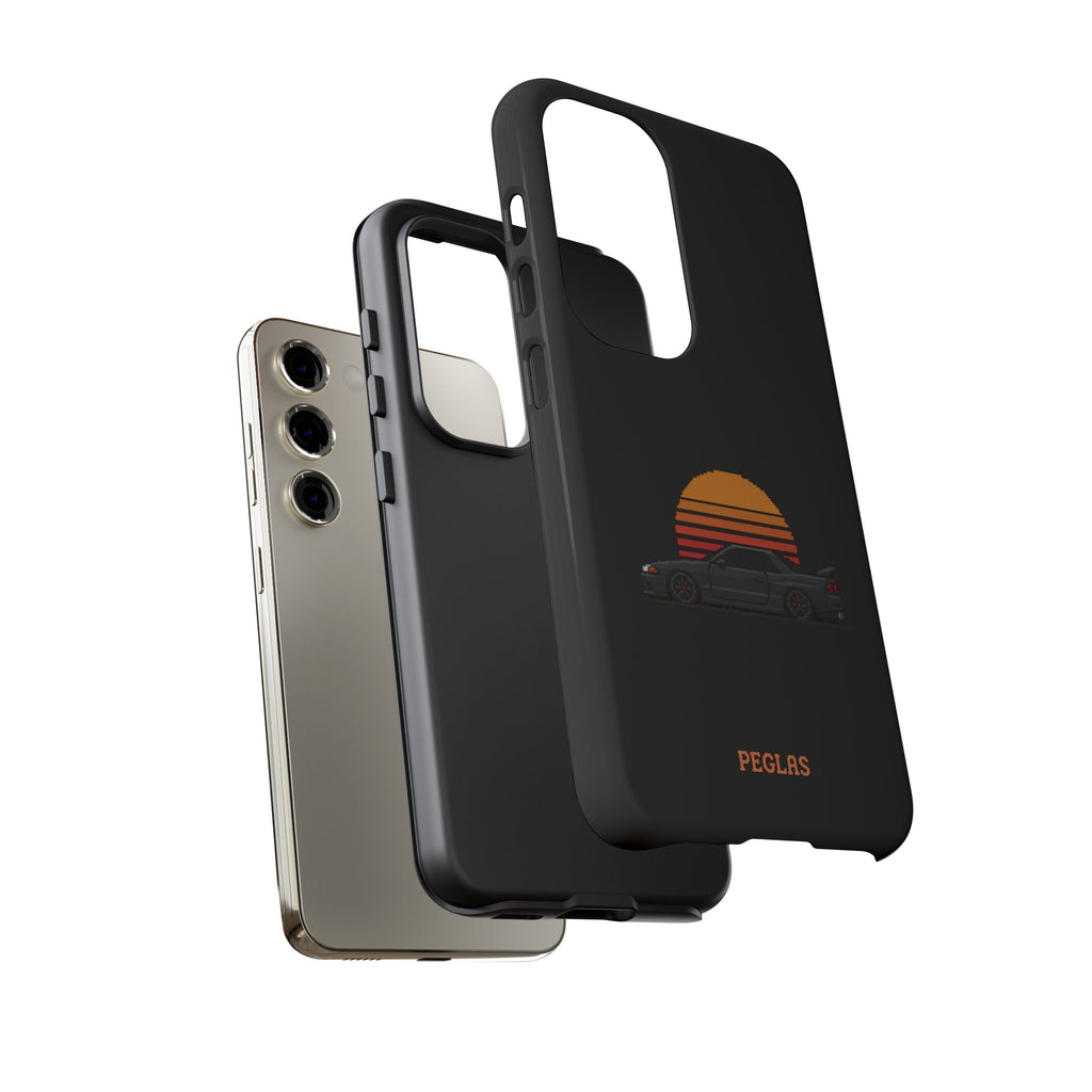 Vintage Black Sports Car Phone Case — Retro Sunset Design