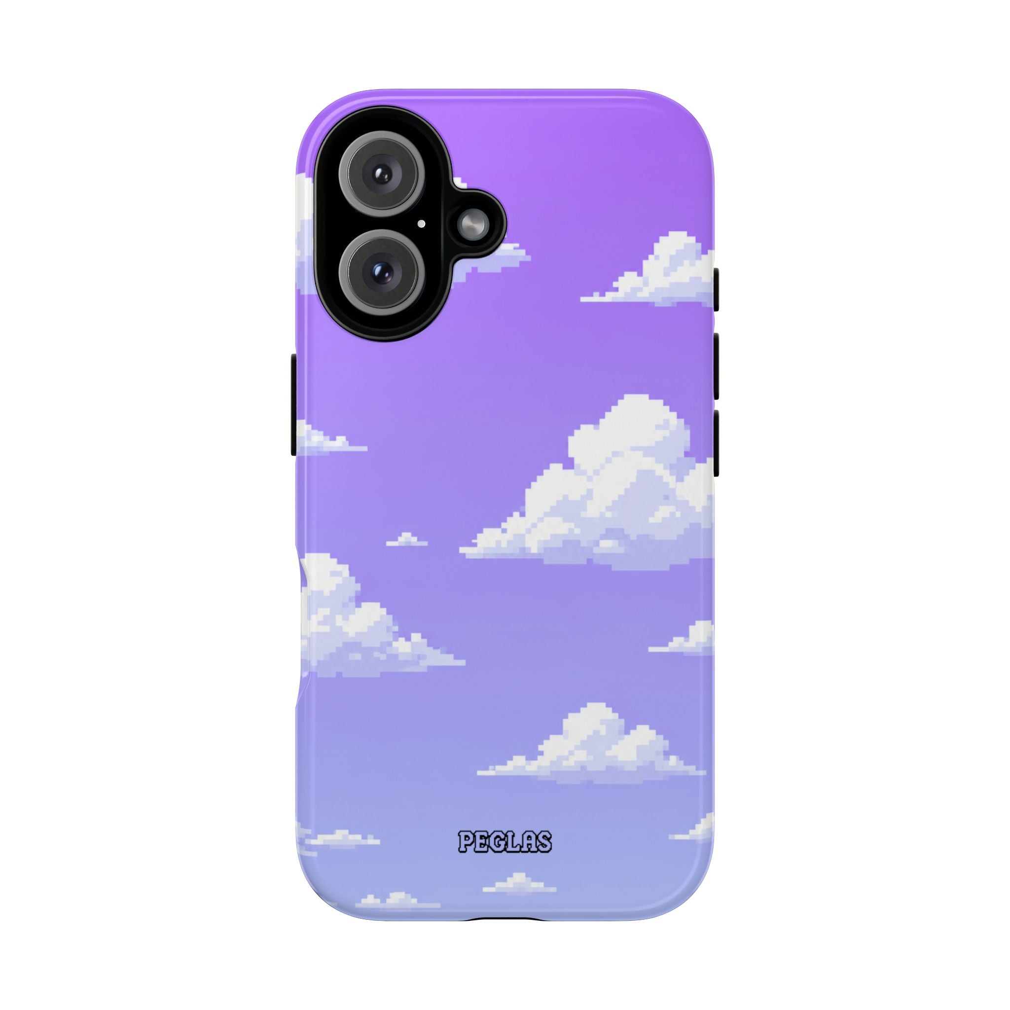 Purple Sky Cloud Phone Case — Pixel Cloud Pattern Tough Case