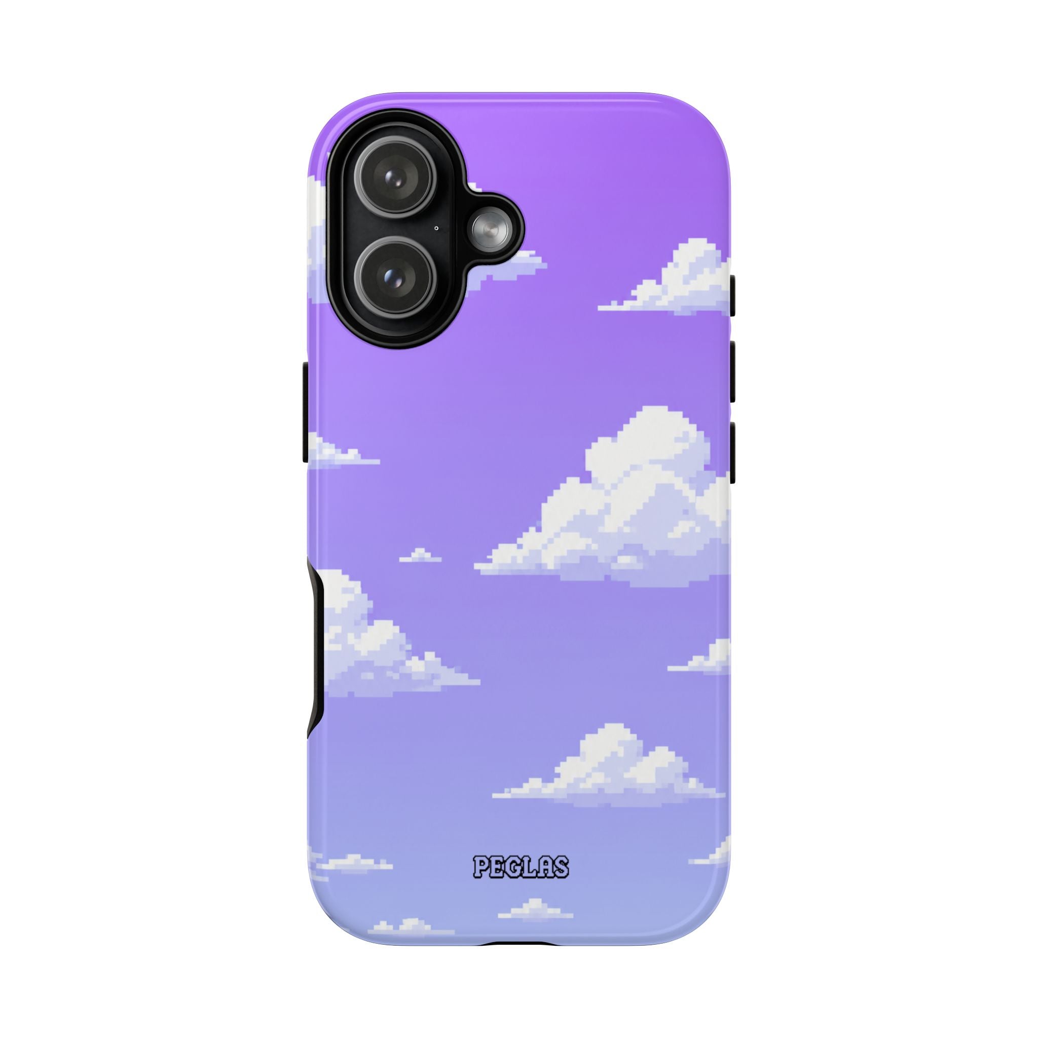 Purple Sky Cloud Phone Case — Pixel Cloud Pattern Tough Case