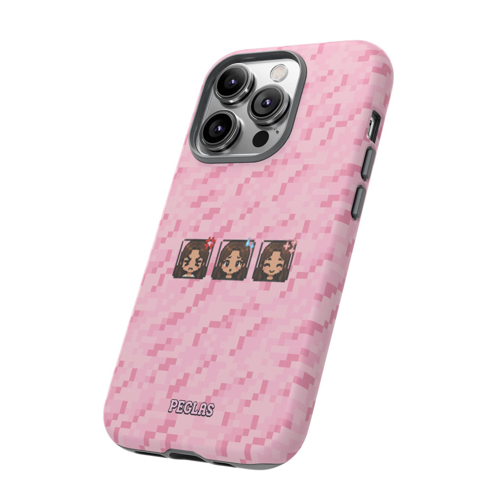Pixel Girl Emojis Pink Tough Phone Case