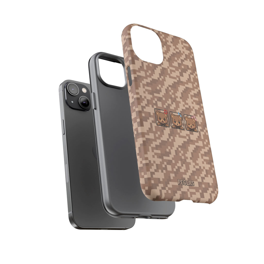 Pixel Teddy Emojis Brown Tough Phone Case