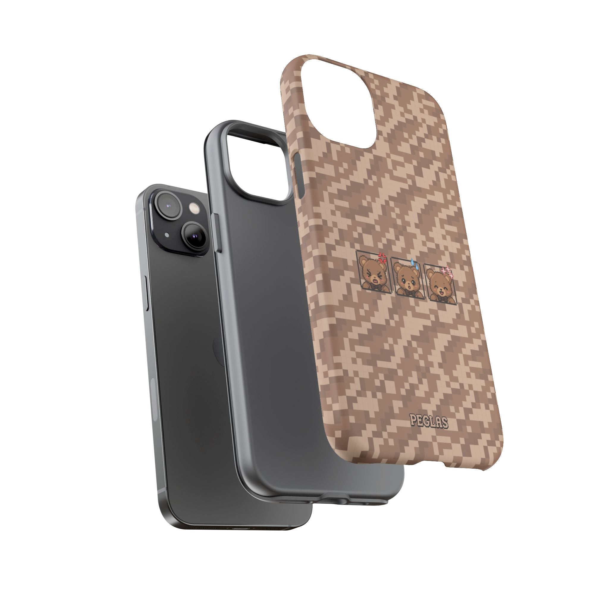 Pixel Teddy Emojis Brown Tough Phone Case