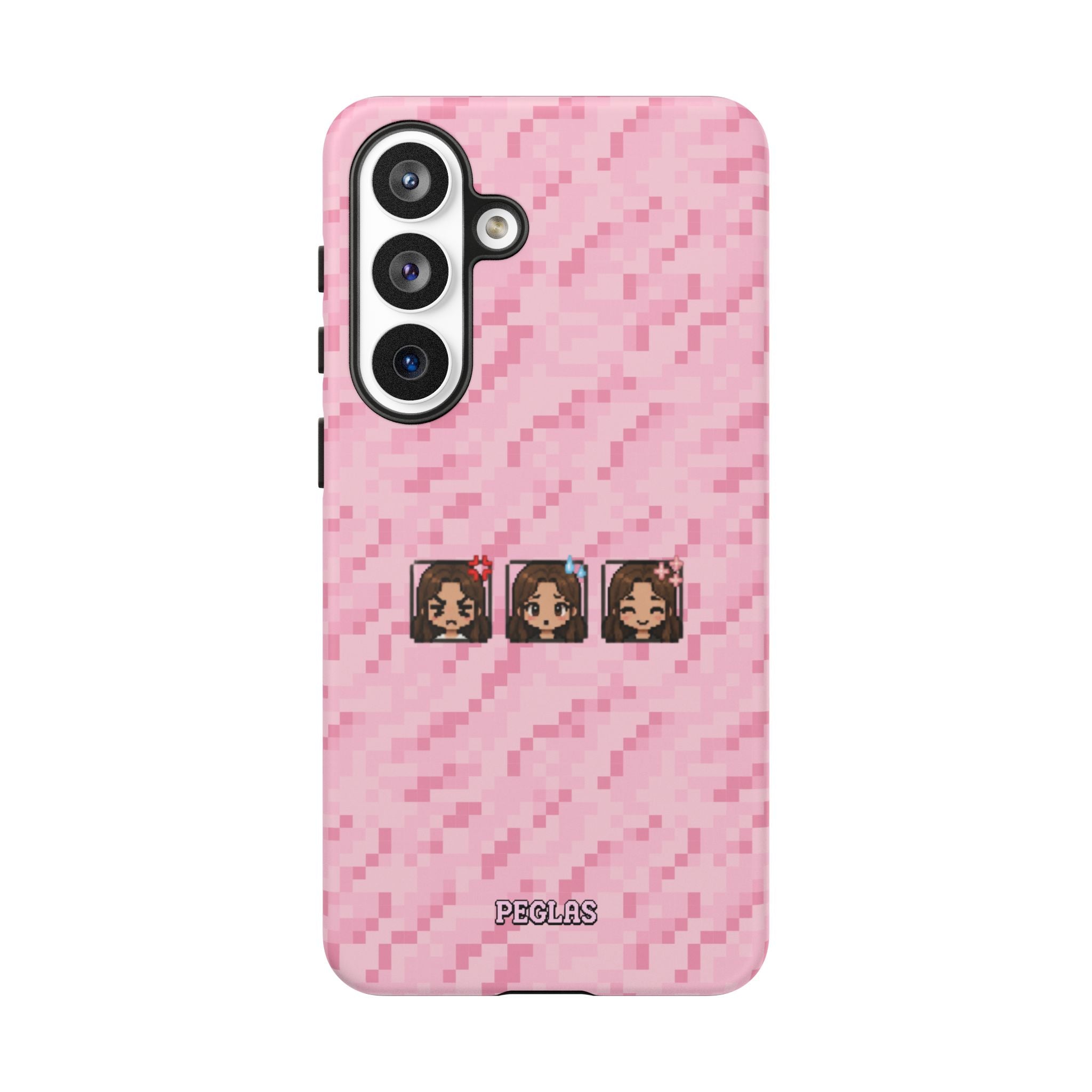 Pixel Girl Emojis Pink Tough Phone Case