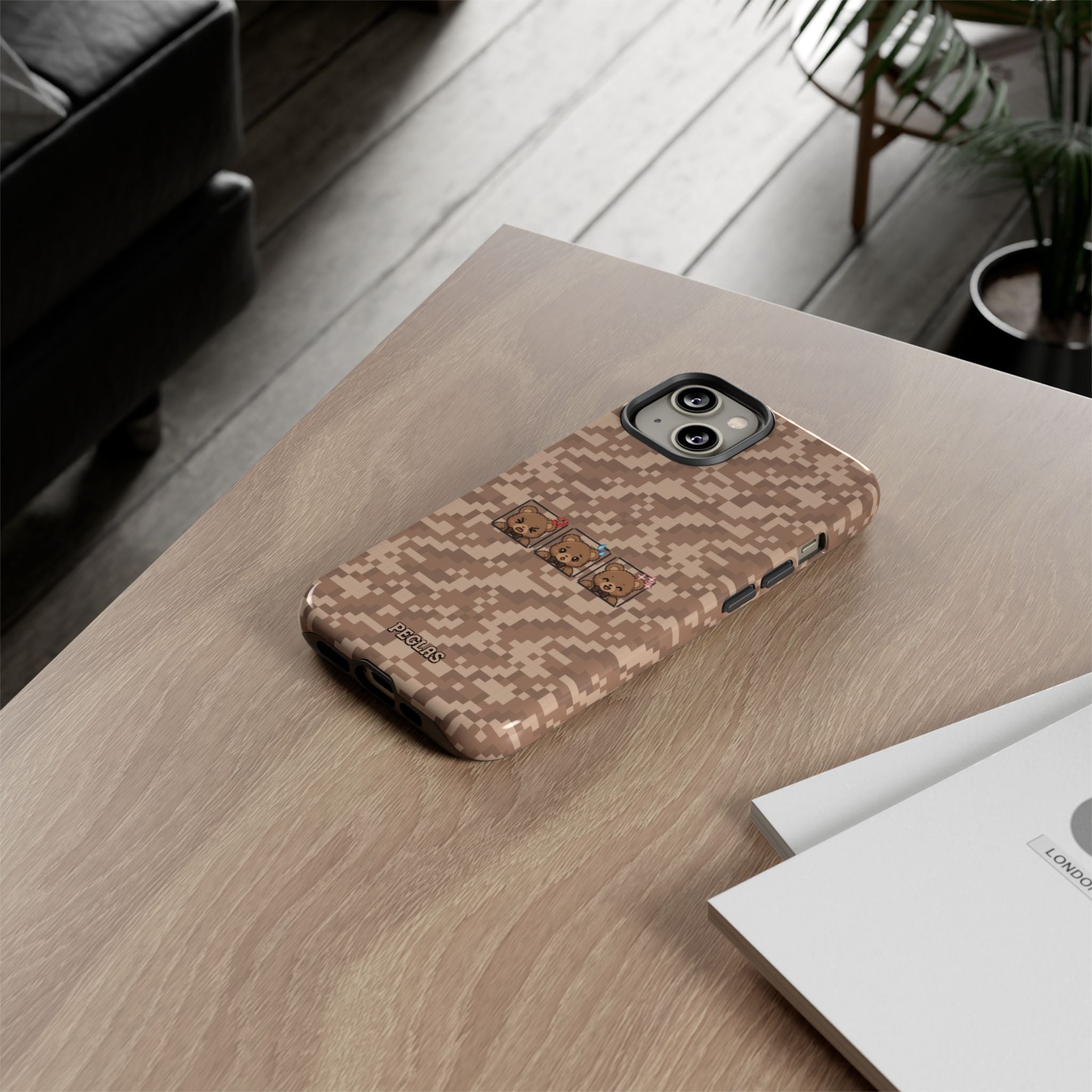 Pixel Teddy Emojis Brown Tough Phone Case