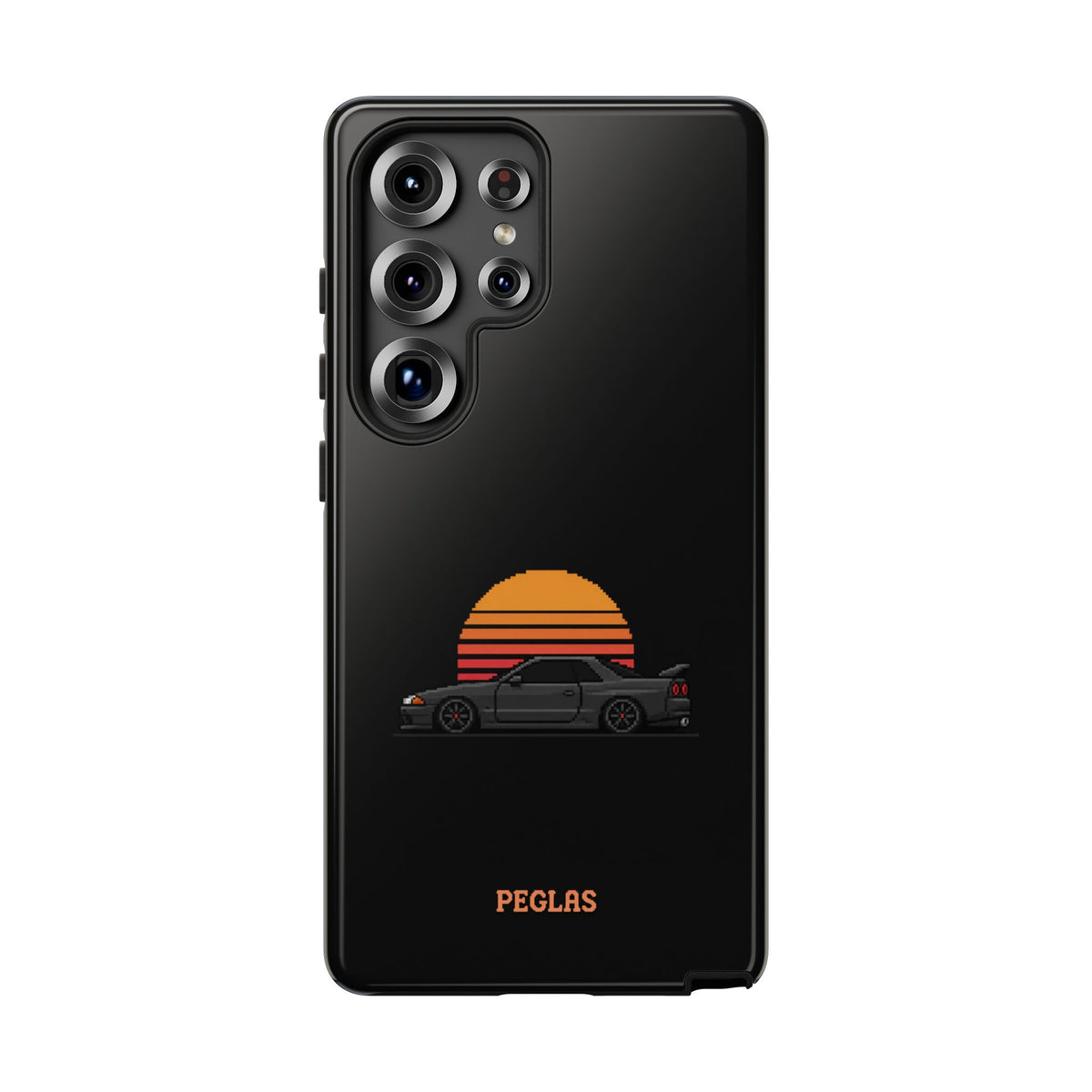 Vintage Black Sports Car Phone Case — Retro Sunset Design