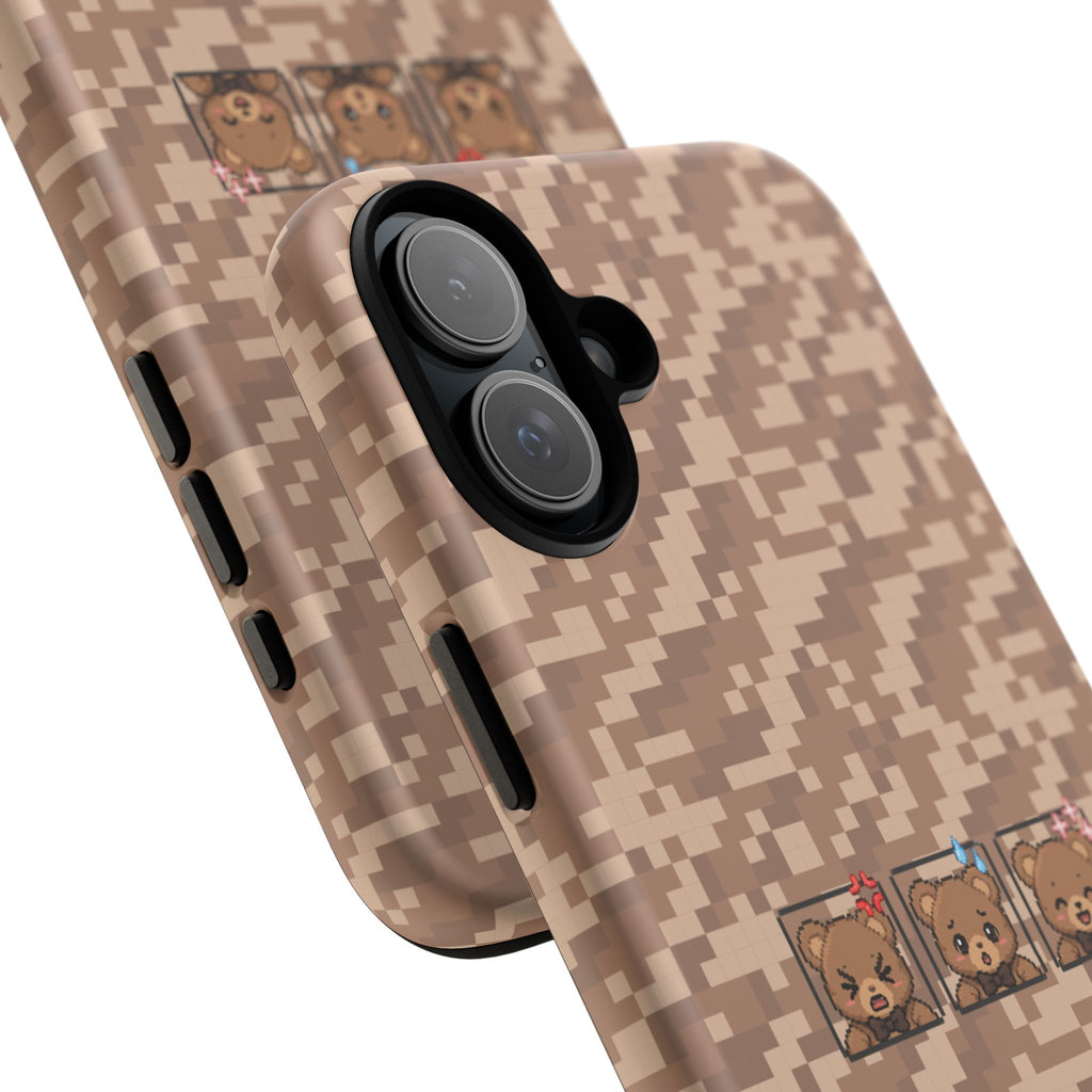 Pixel Teddy Emojis Brown Tough Phone Case