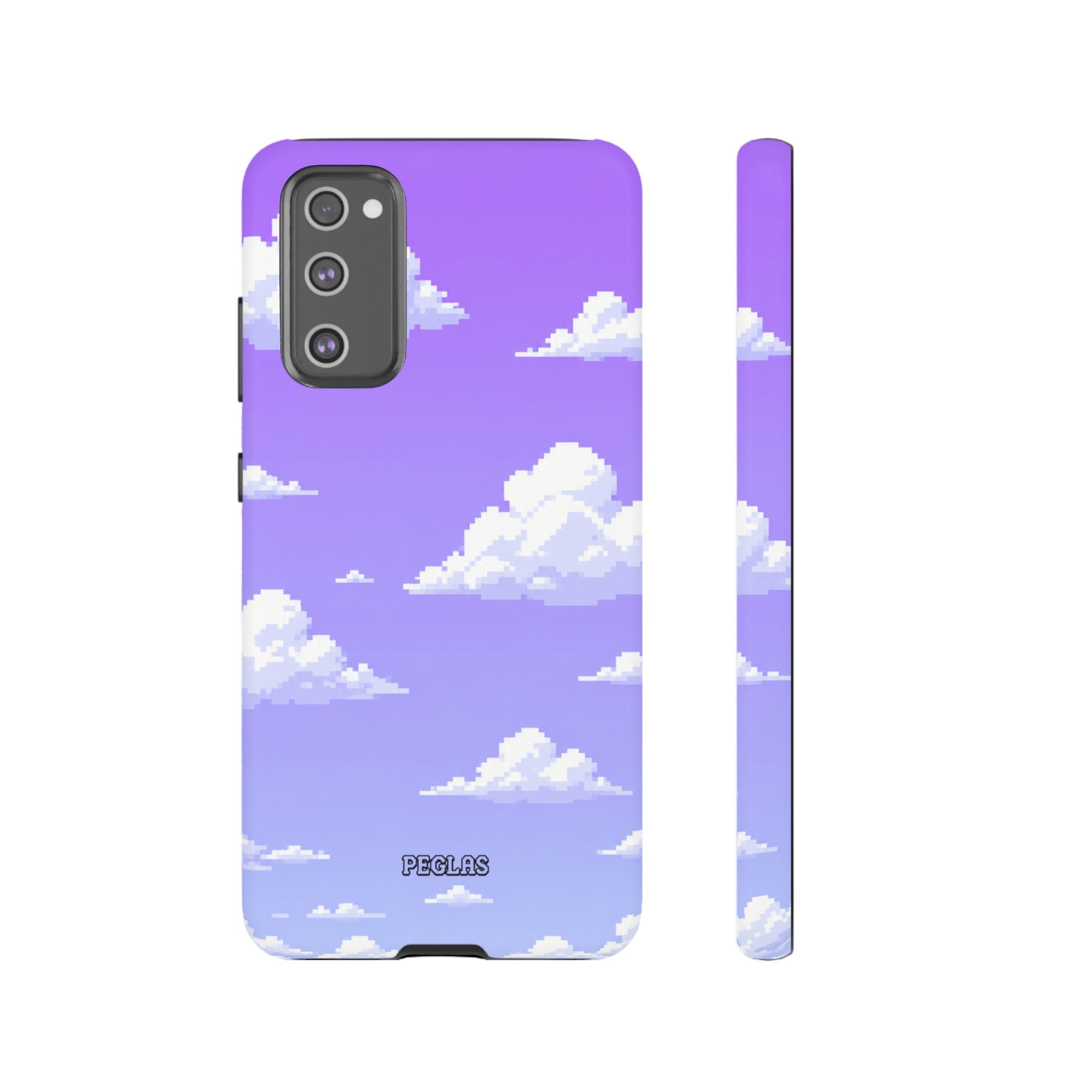 Purple Sky Cloud Phone Case — Pixel Cloud Pattern Tough Case
