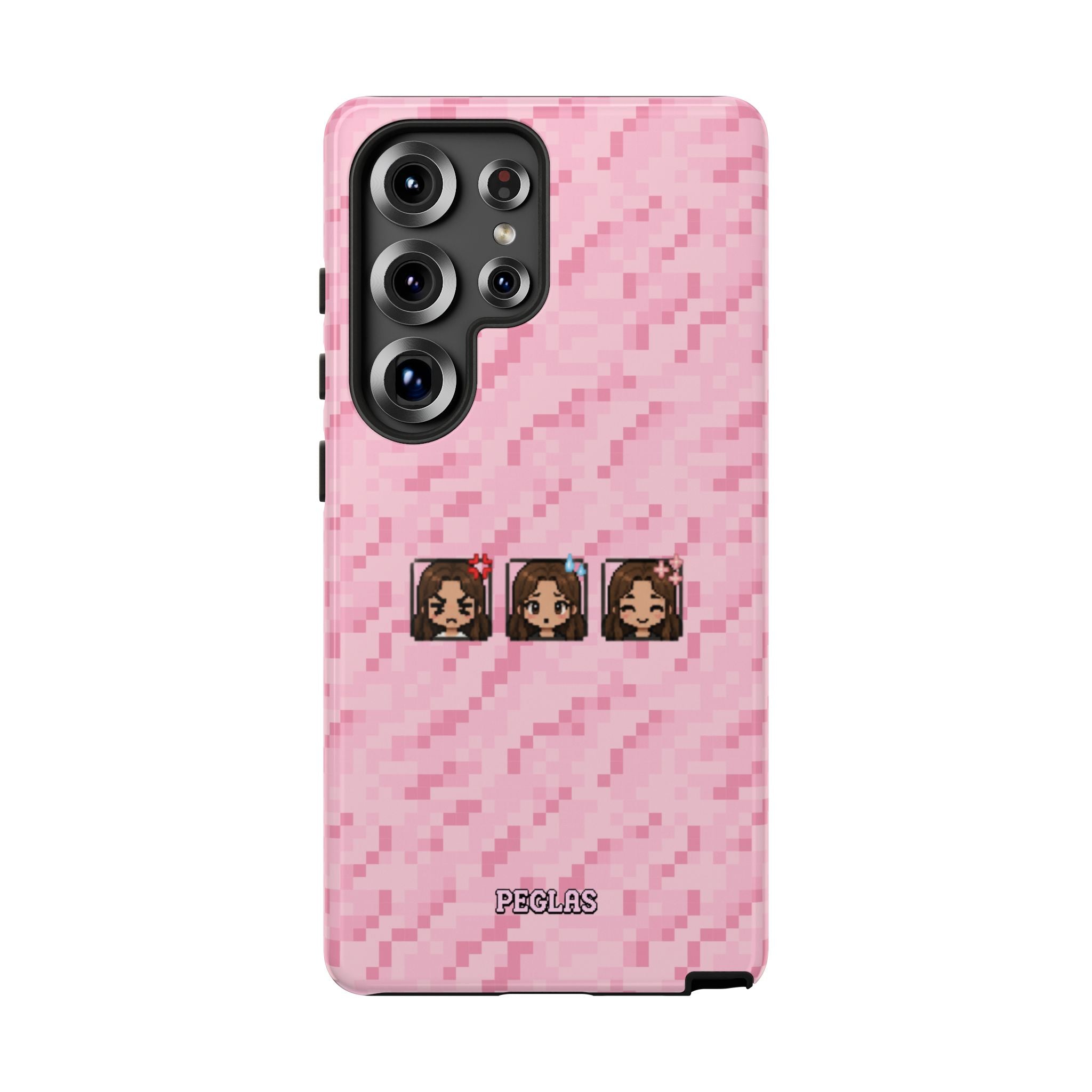 Pixel Girl Emojis Pink Tough Phone Case