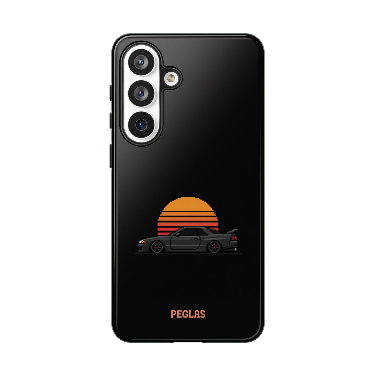 Vintage Black Sports Car Phone Case — Retro Sunset Design