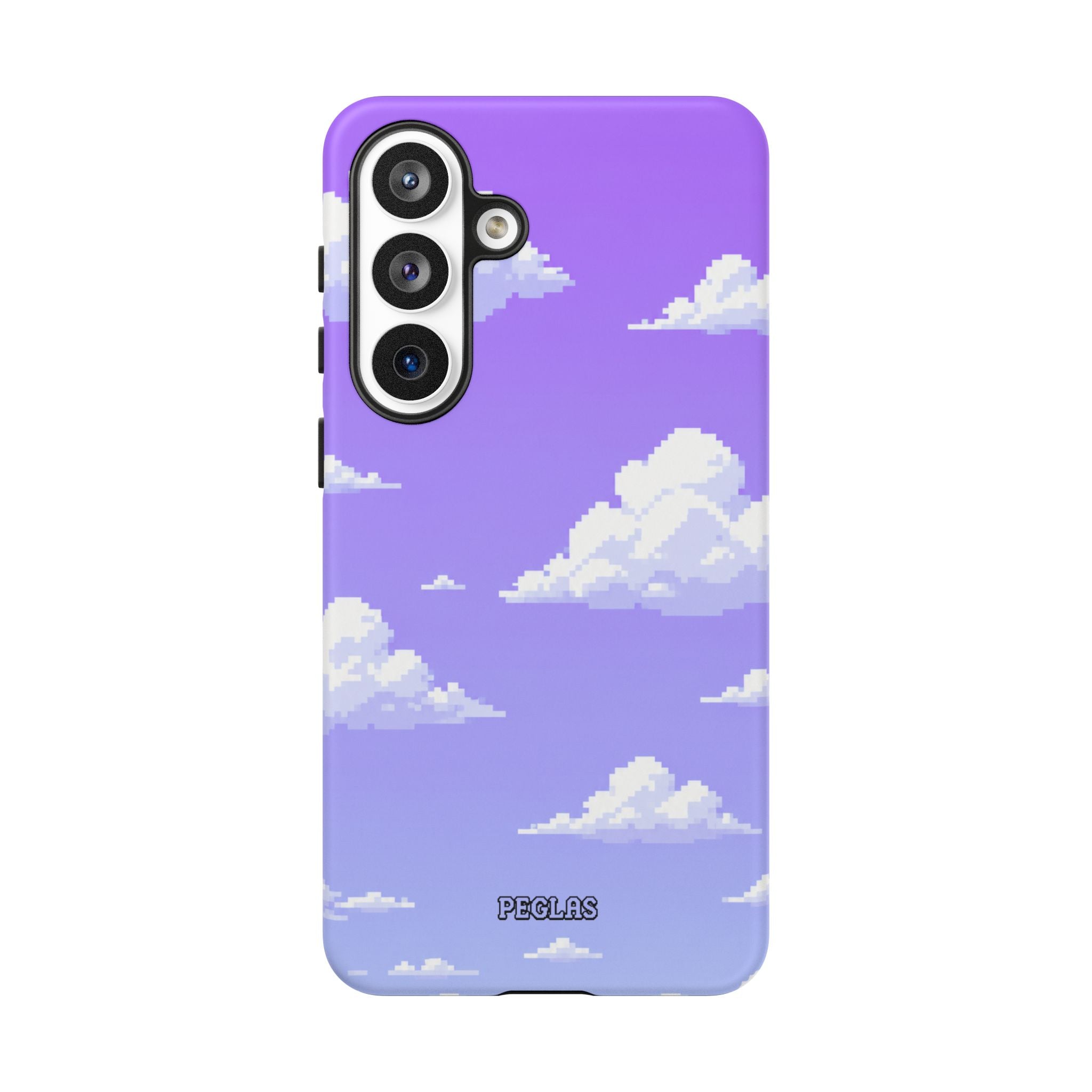Purple Sky Cloud Phone Case — Pixel Cloud Pattern Tough Case
