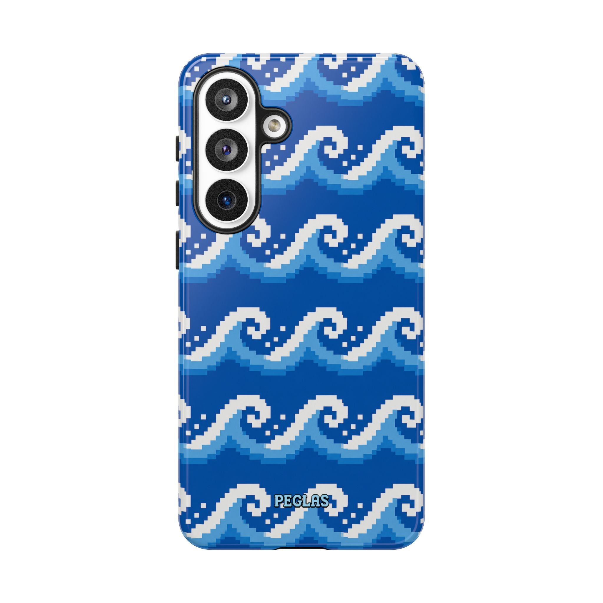 Pixel Wave Phone Case — Blue Ocean Retro Pixel Art iPhone Cover
