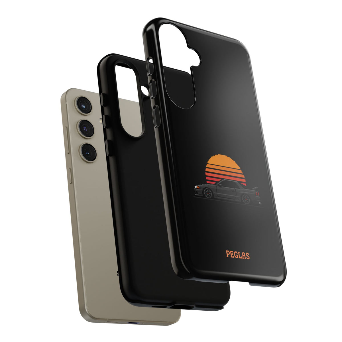 Vintage Black Sports Car Phone Case — Retro Sunset Design