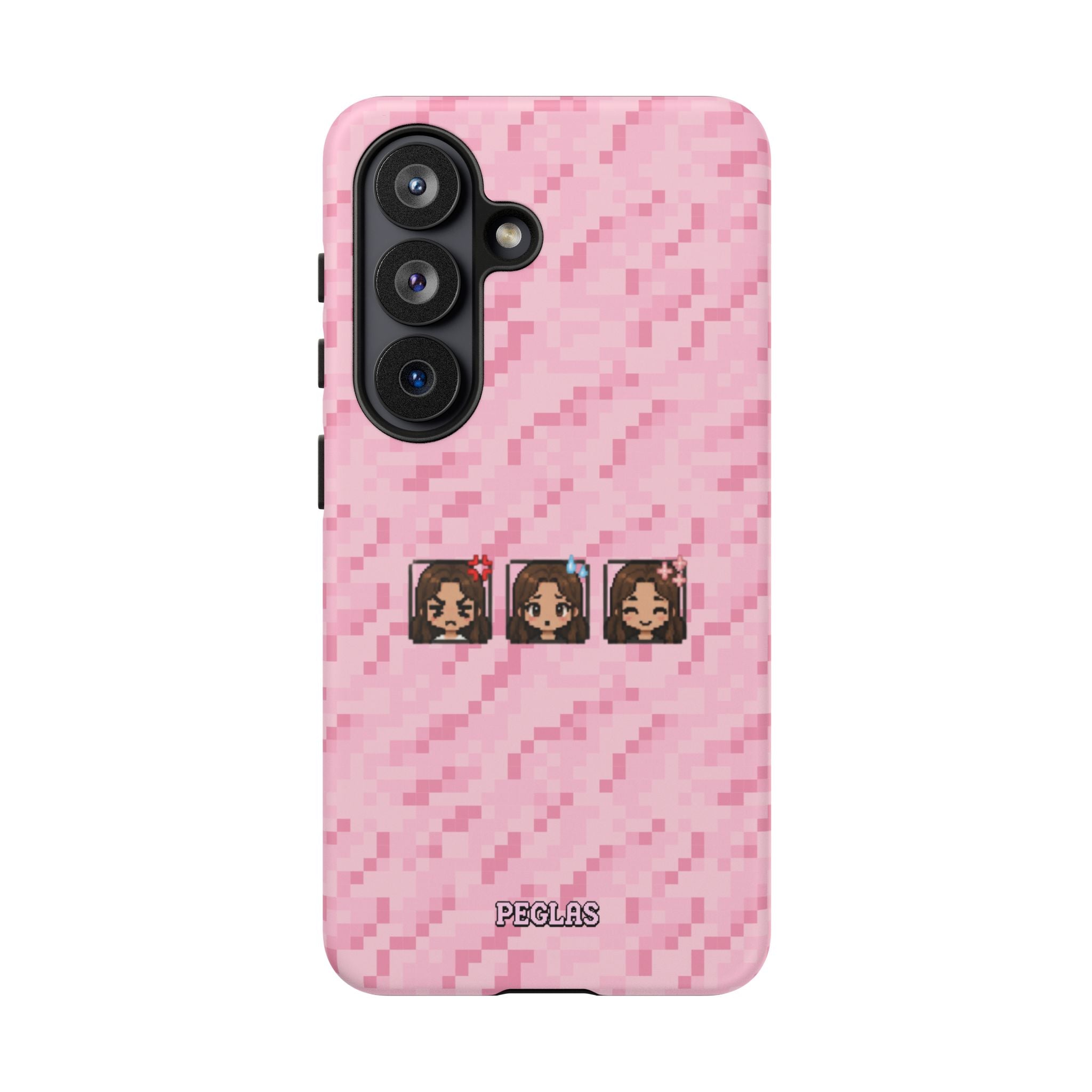 Pixel Girl Emojis Pink Tough Phone Case