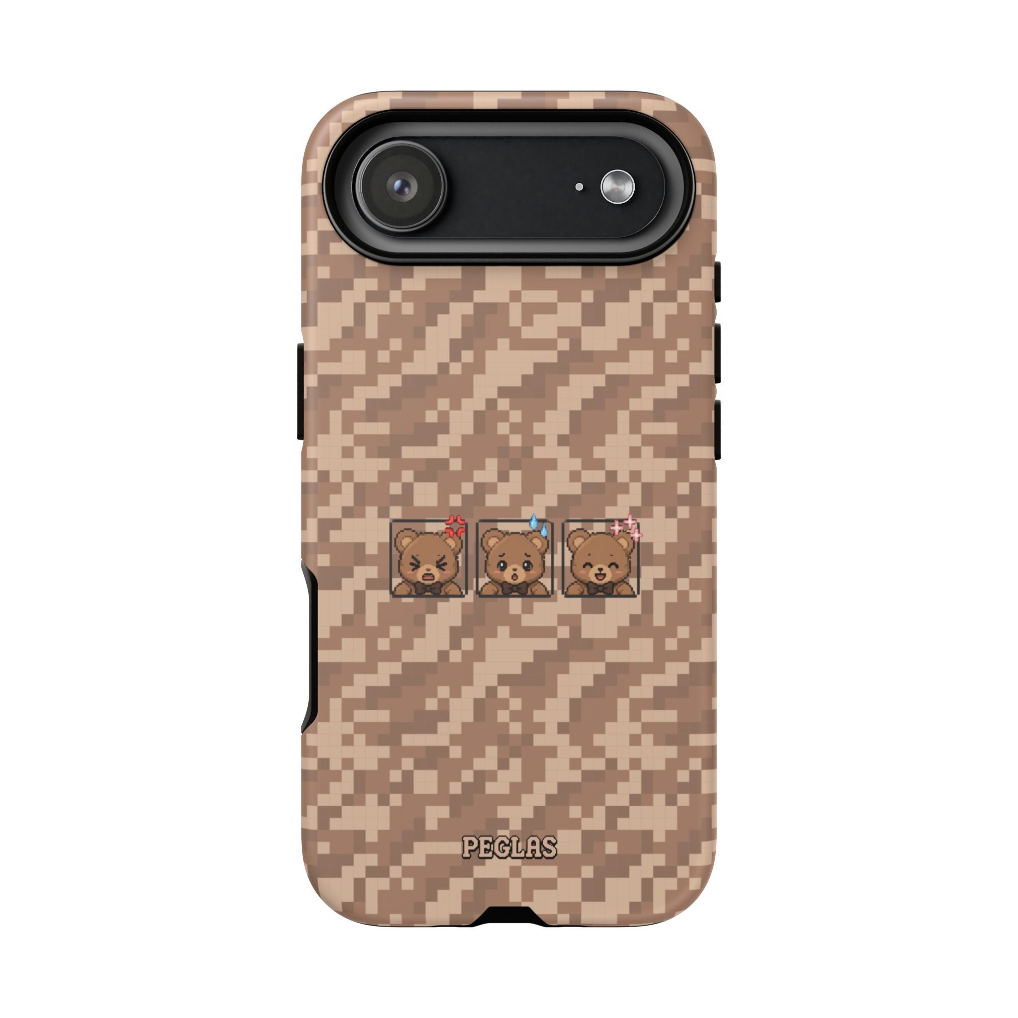 Pixel Teddy Emojis Brown Tough Phone Case