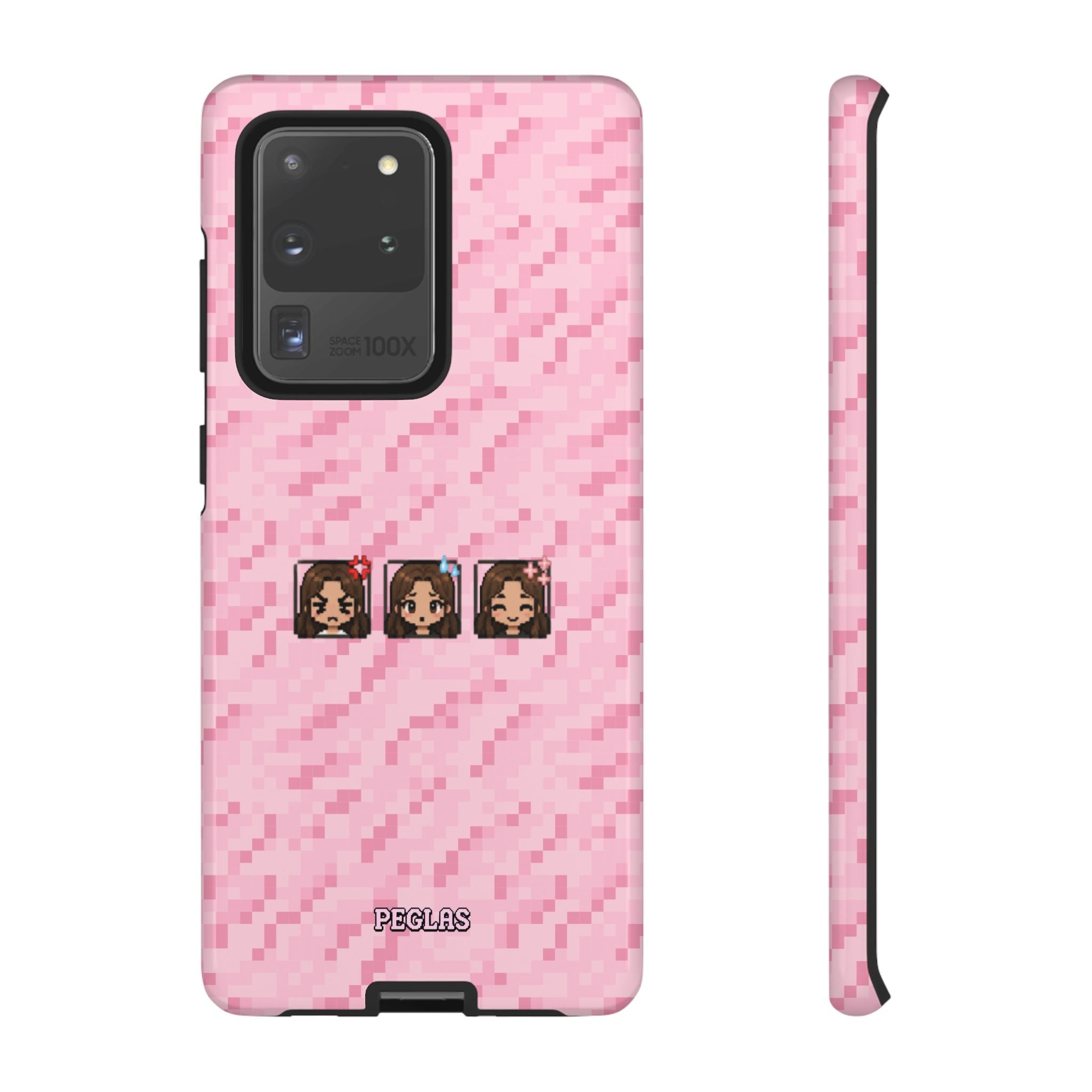 Pixel Girl Emojis Pink Tough Phone Case