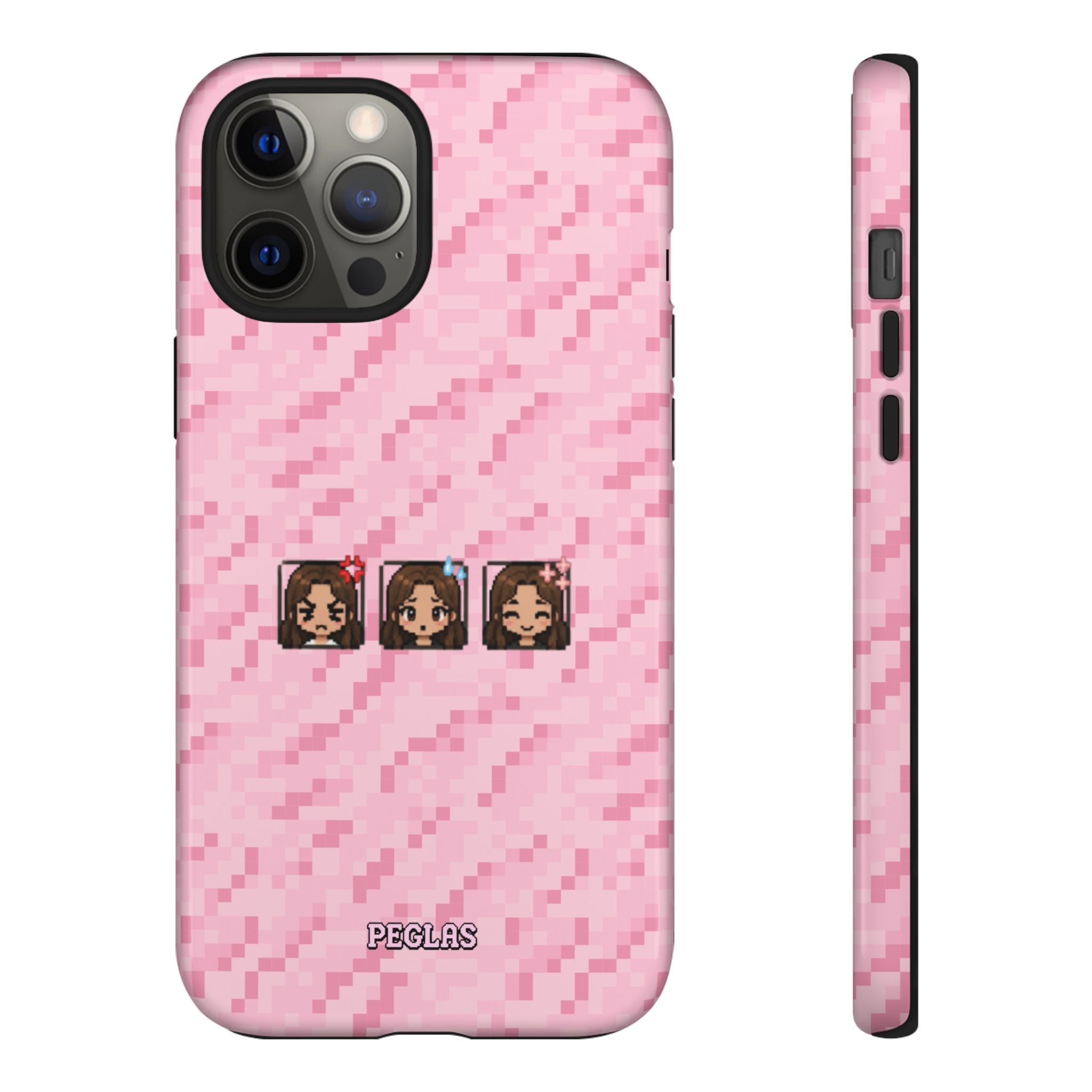 Pixel Girl Emojis Pink Tough Phone Case