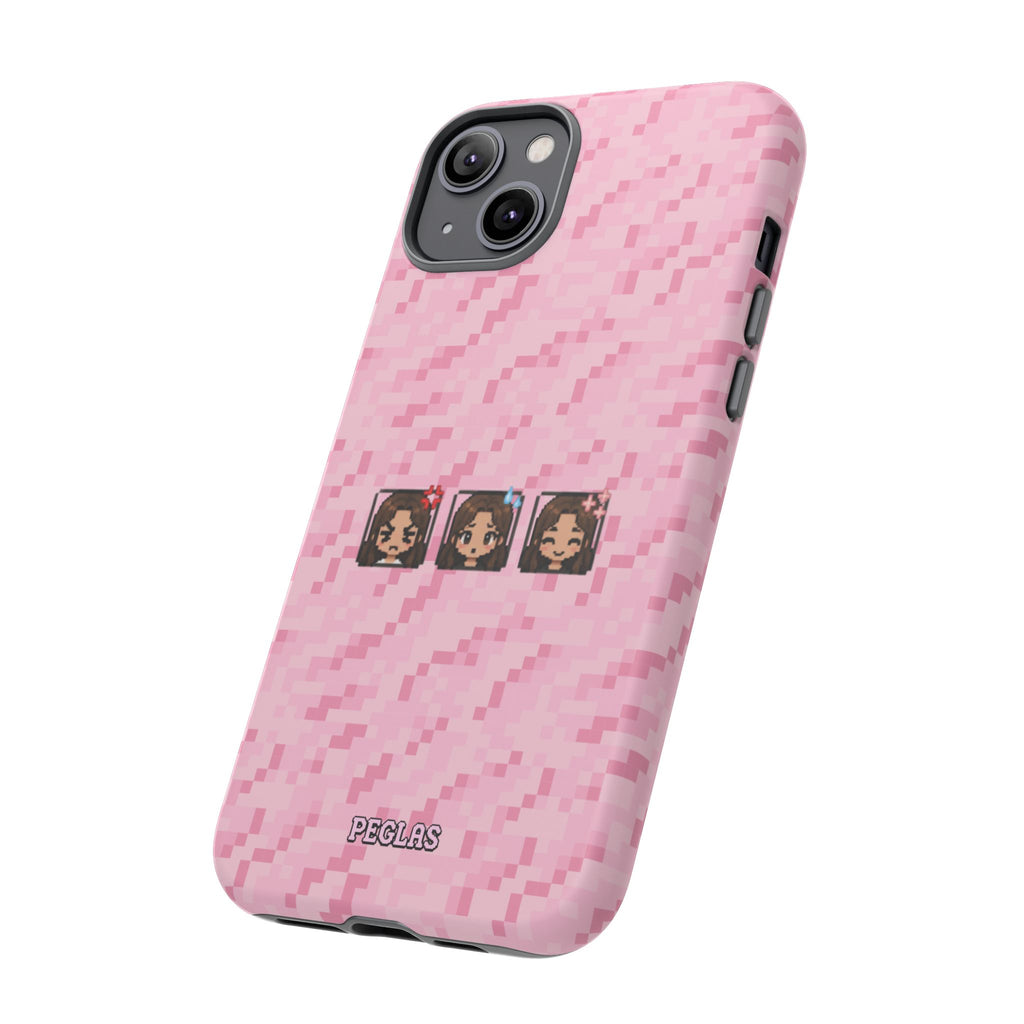 Pixel Girl Emojis Pink Tough Phone Case