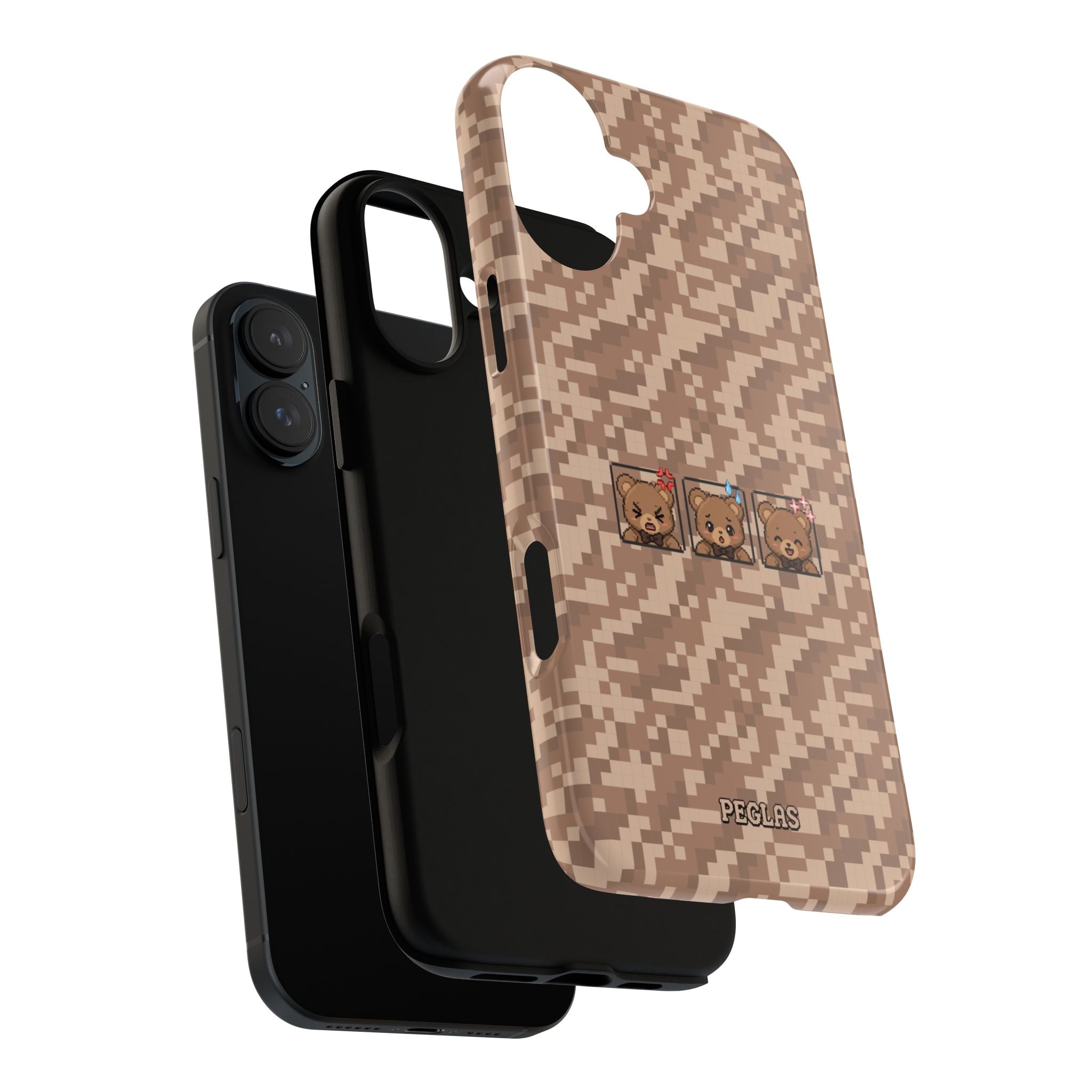 Pixel Teddy Emojis Brown Tough Phone Case