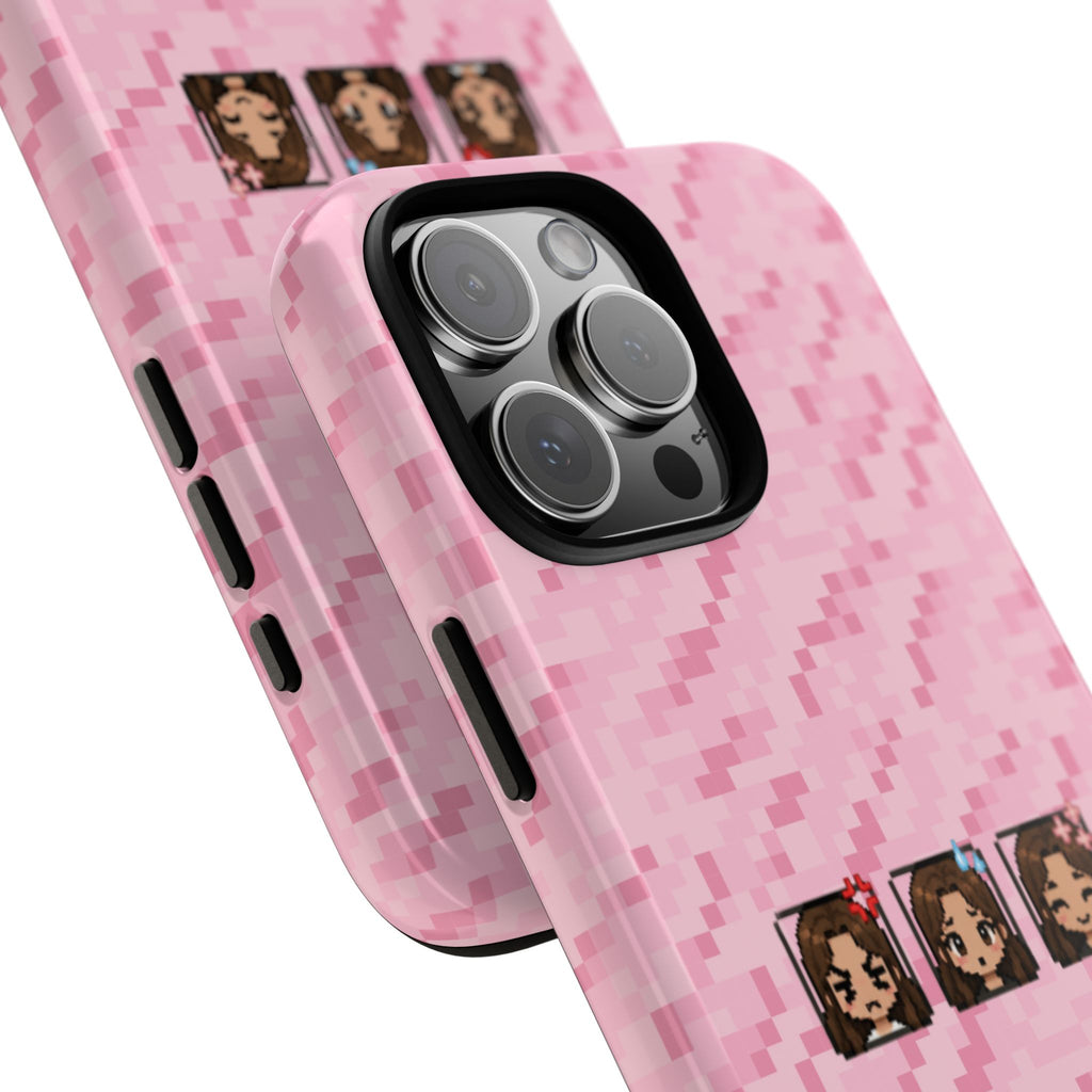Pixel Girl Emojis Pink Tough Phone Case