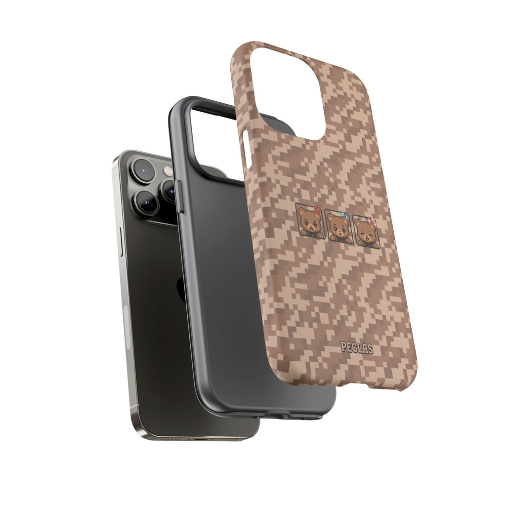 Pixel Teddy Emojis Brown Tough Phone Case