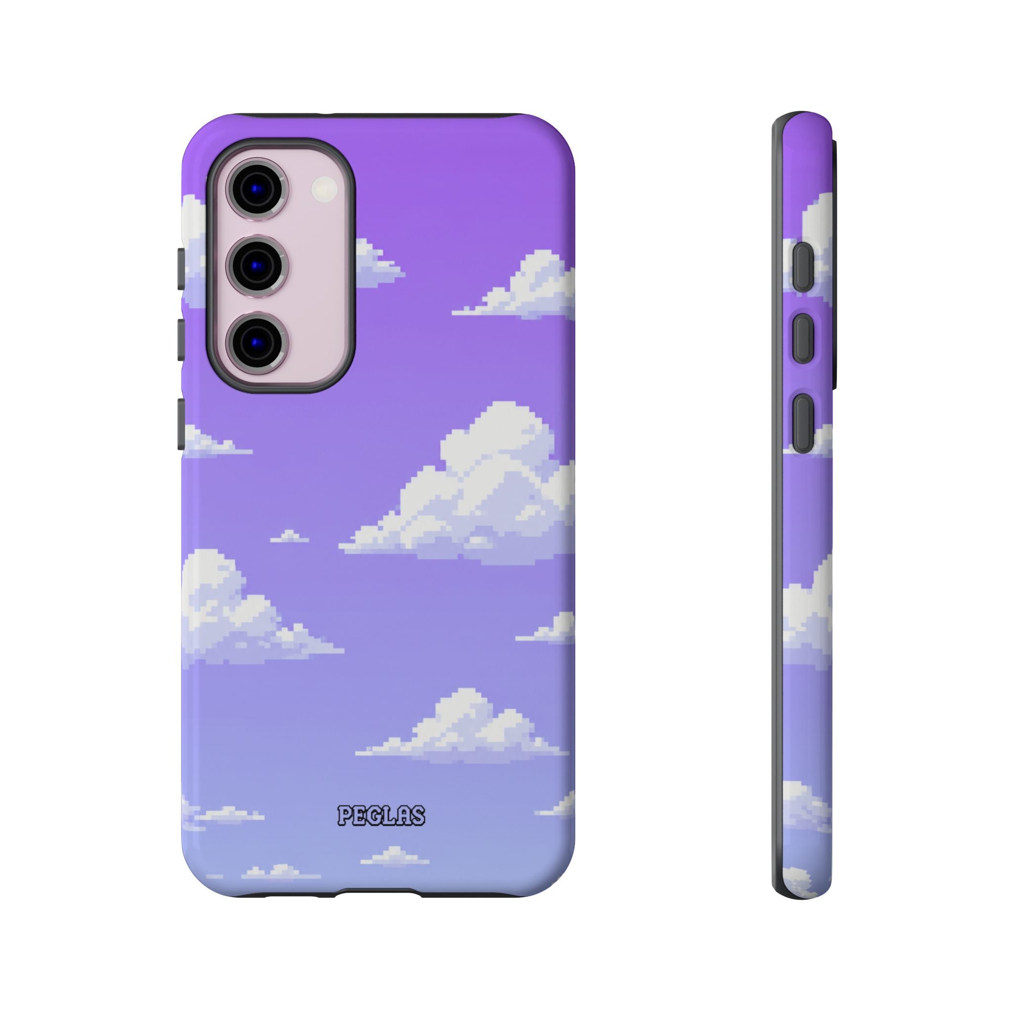 Purple Sky Cloud Phone Case — Pixel Cloud Pattern Tough Case
