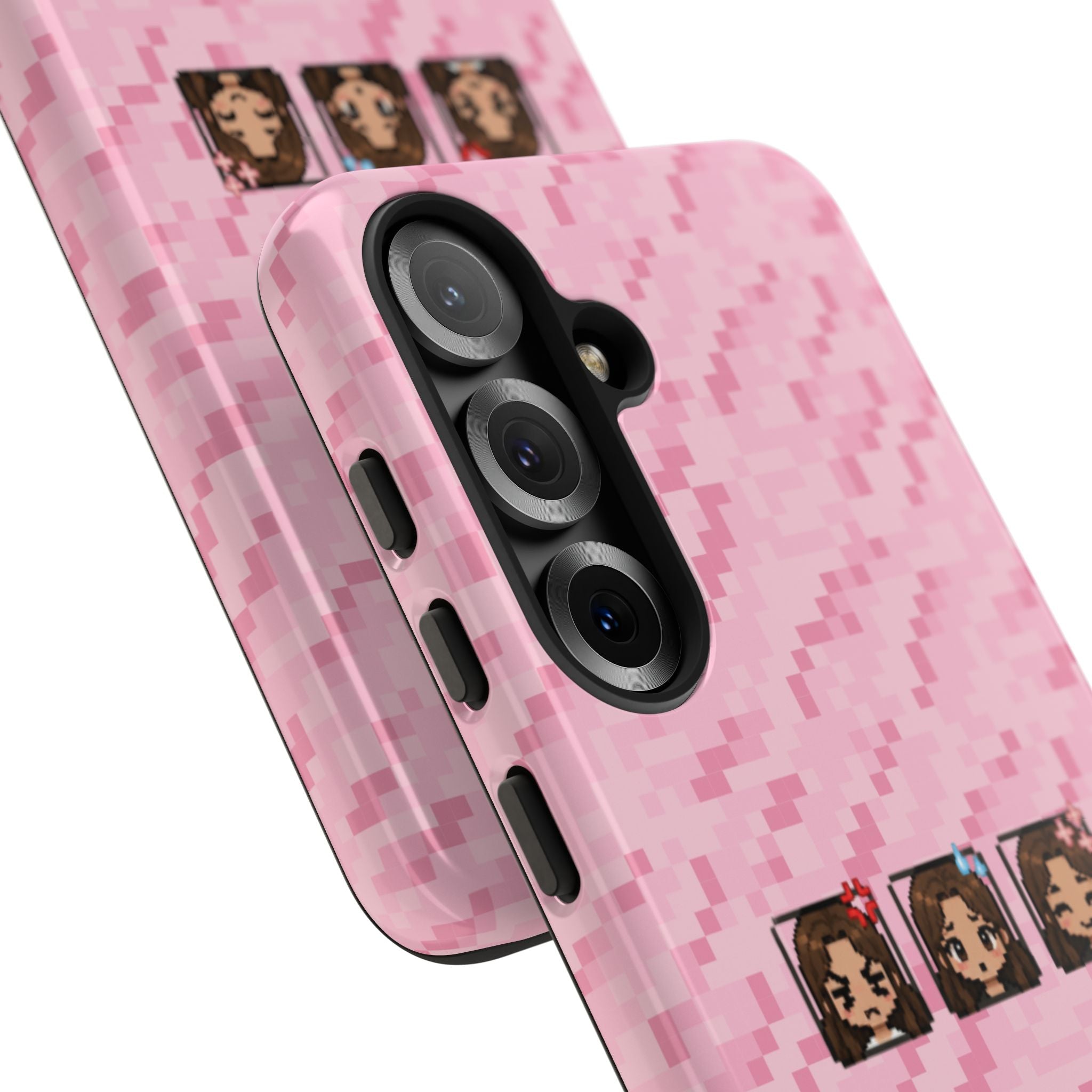 Pixel Girl Emojis Pink Tough Phone Case