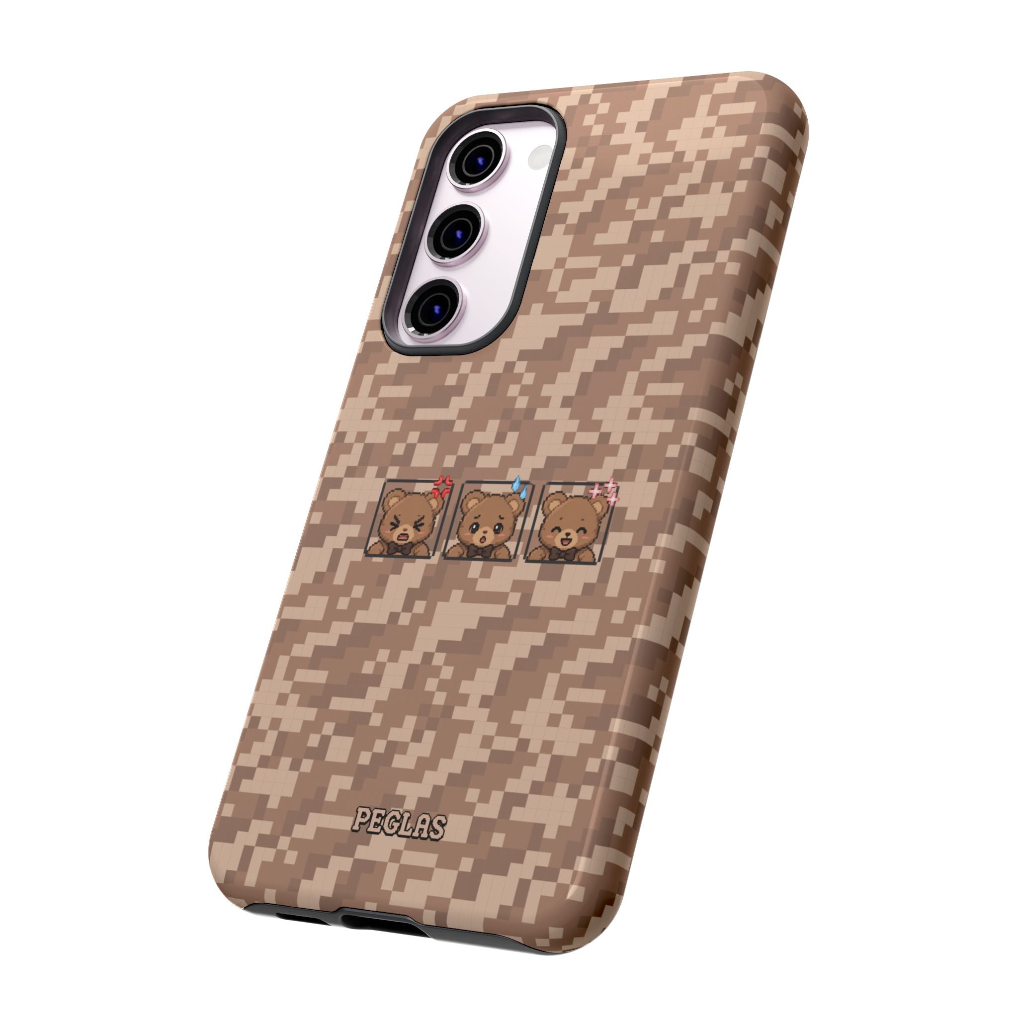 Pixel Teddy Emojis Brown Tough Phone Case