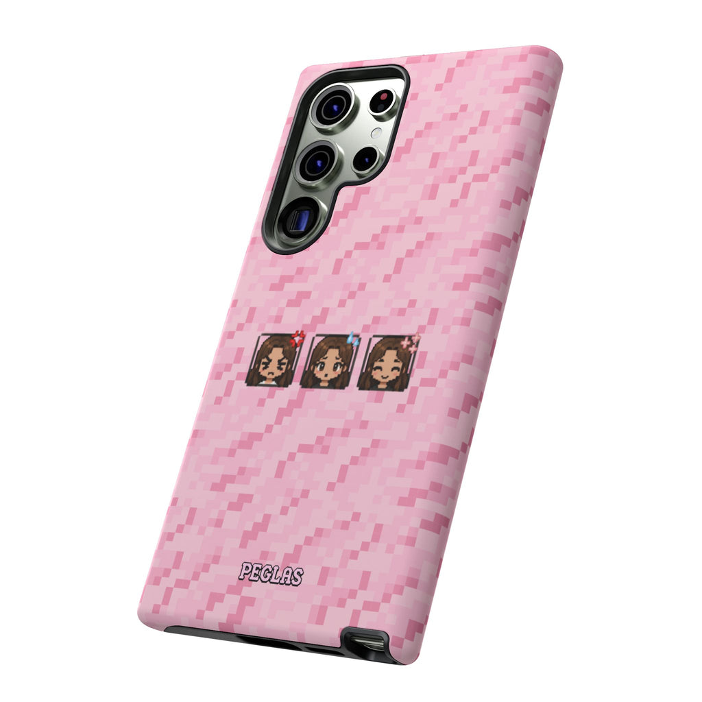Pixel Girl Emojis Pink Tough Phone Case