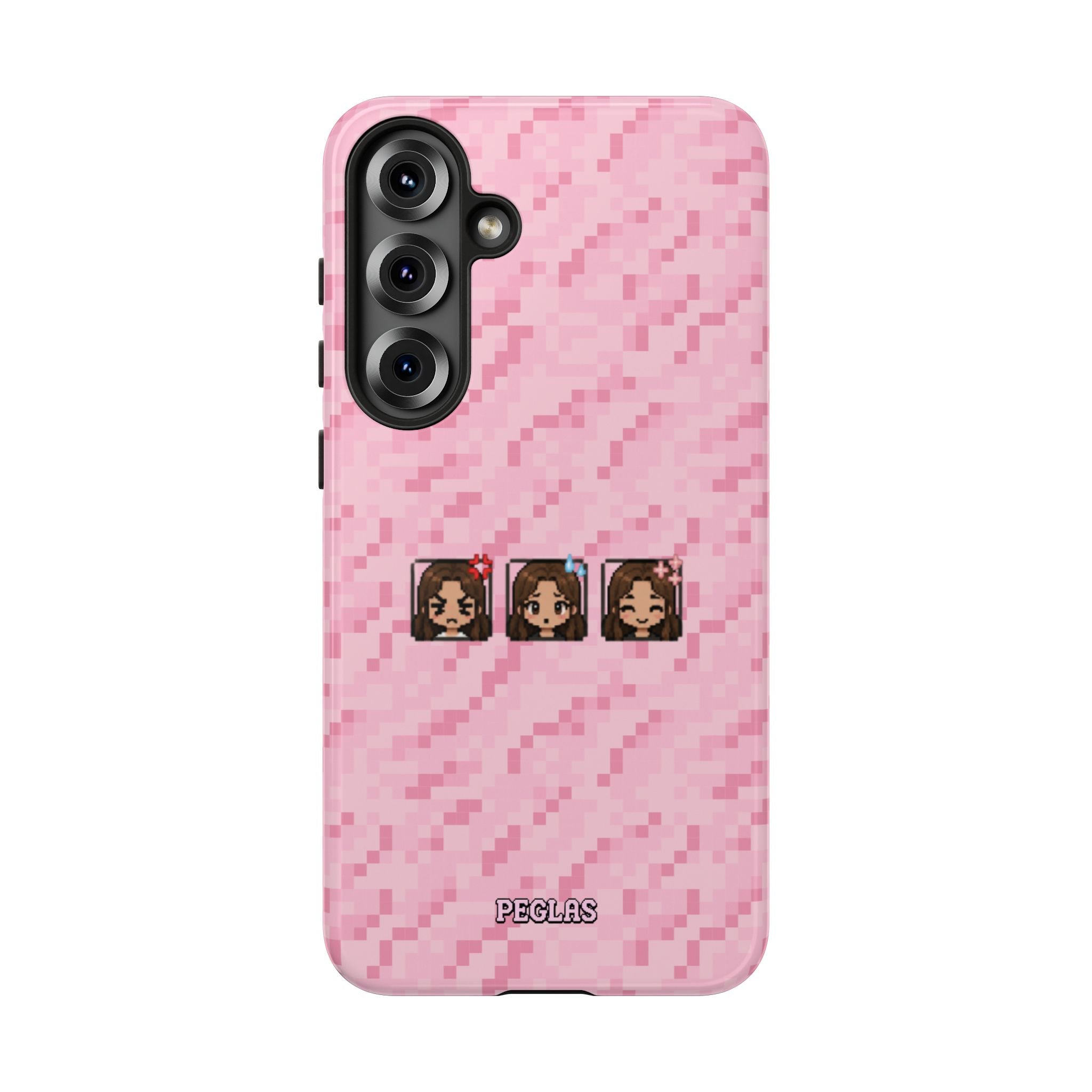 Pixel Girl Emojis Pink Tough Phone Case