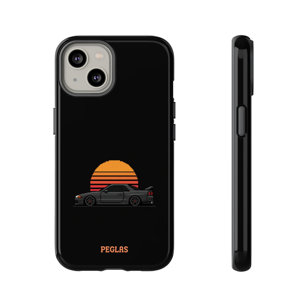 Vintage Black Sports Car Phone Case — Retro Sunset Design