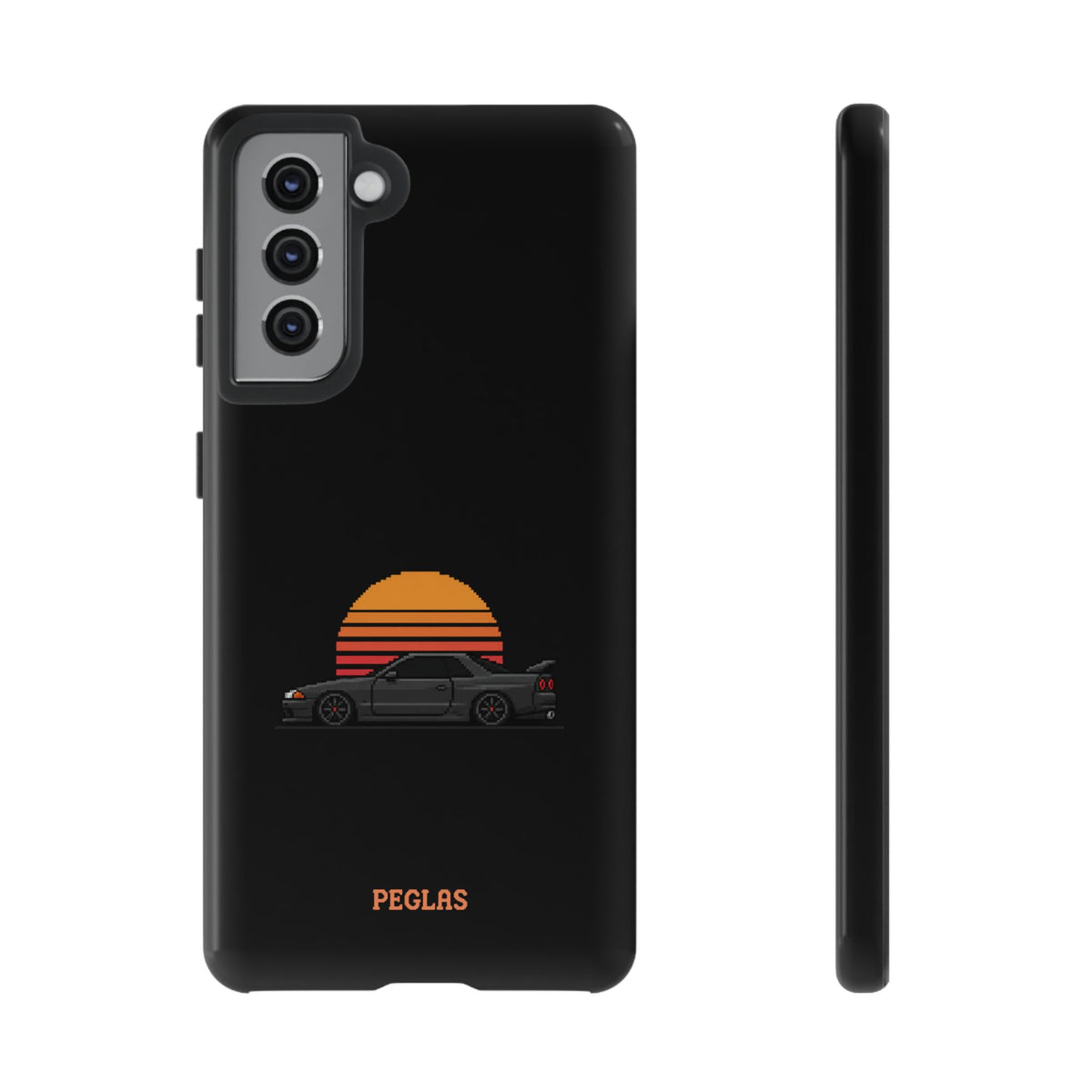 Vintage Black Sports Car Phone Case — Retro Sunset Design