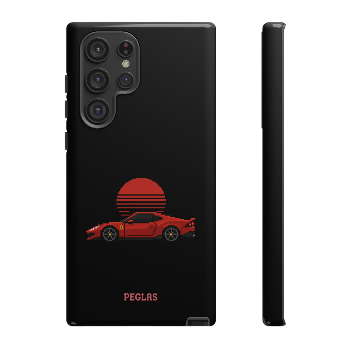 Vintage Red Sports Car Phone Case – Retro Sunset Design