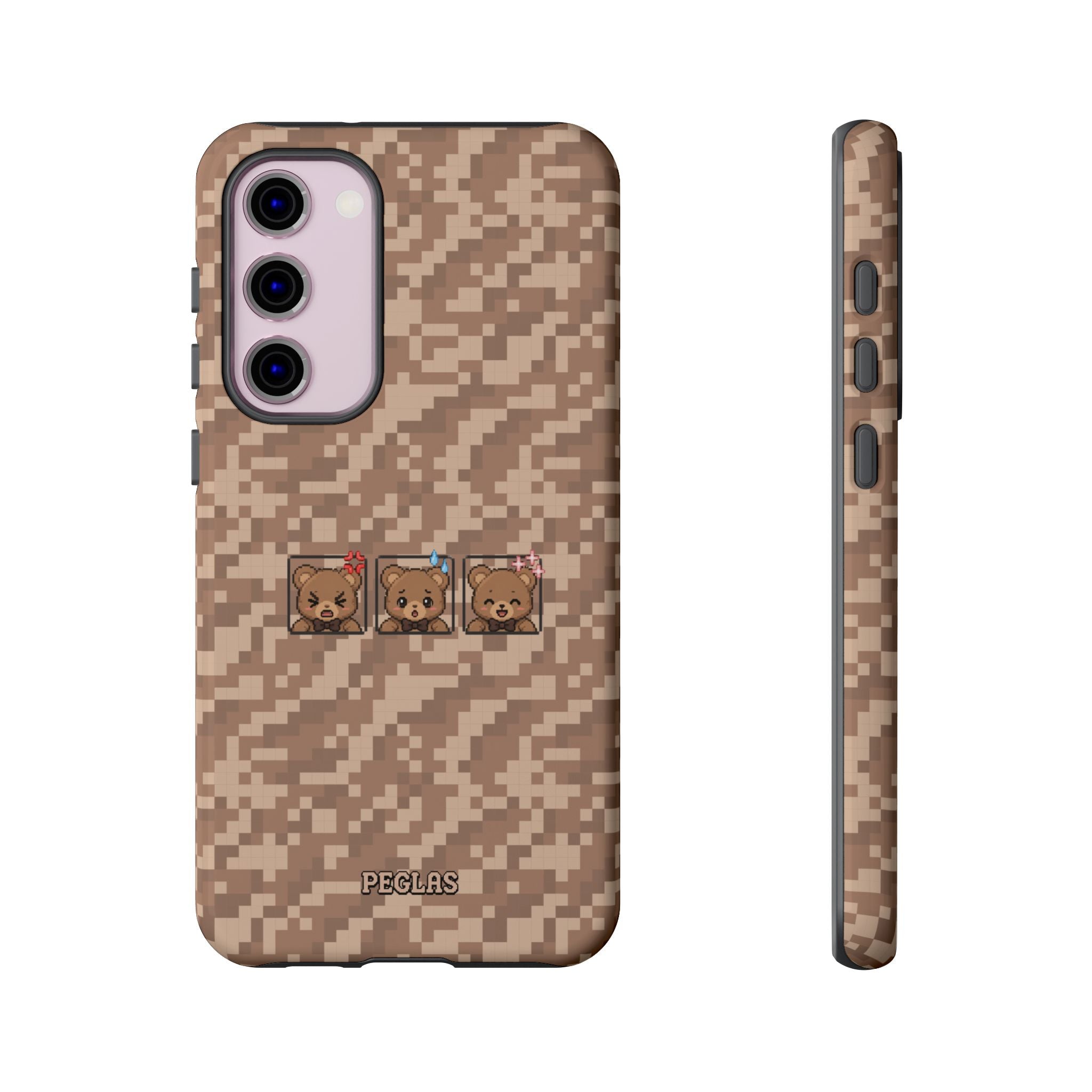Pixel Teddy Emojis Brown Tough Phone Case