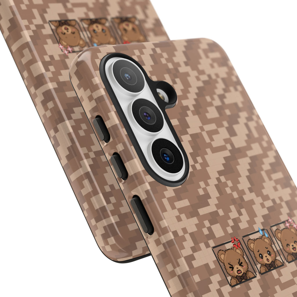 Pixel Teddy Emojis Brown Tough Phone Case