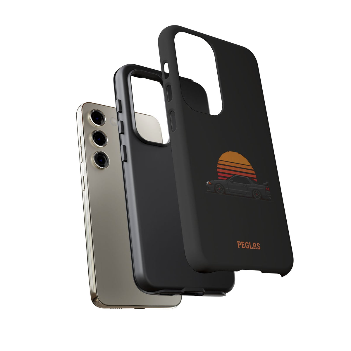 Vintage Black Sports Car Phone Case — Retro Sunset Design