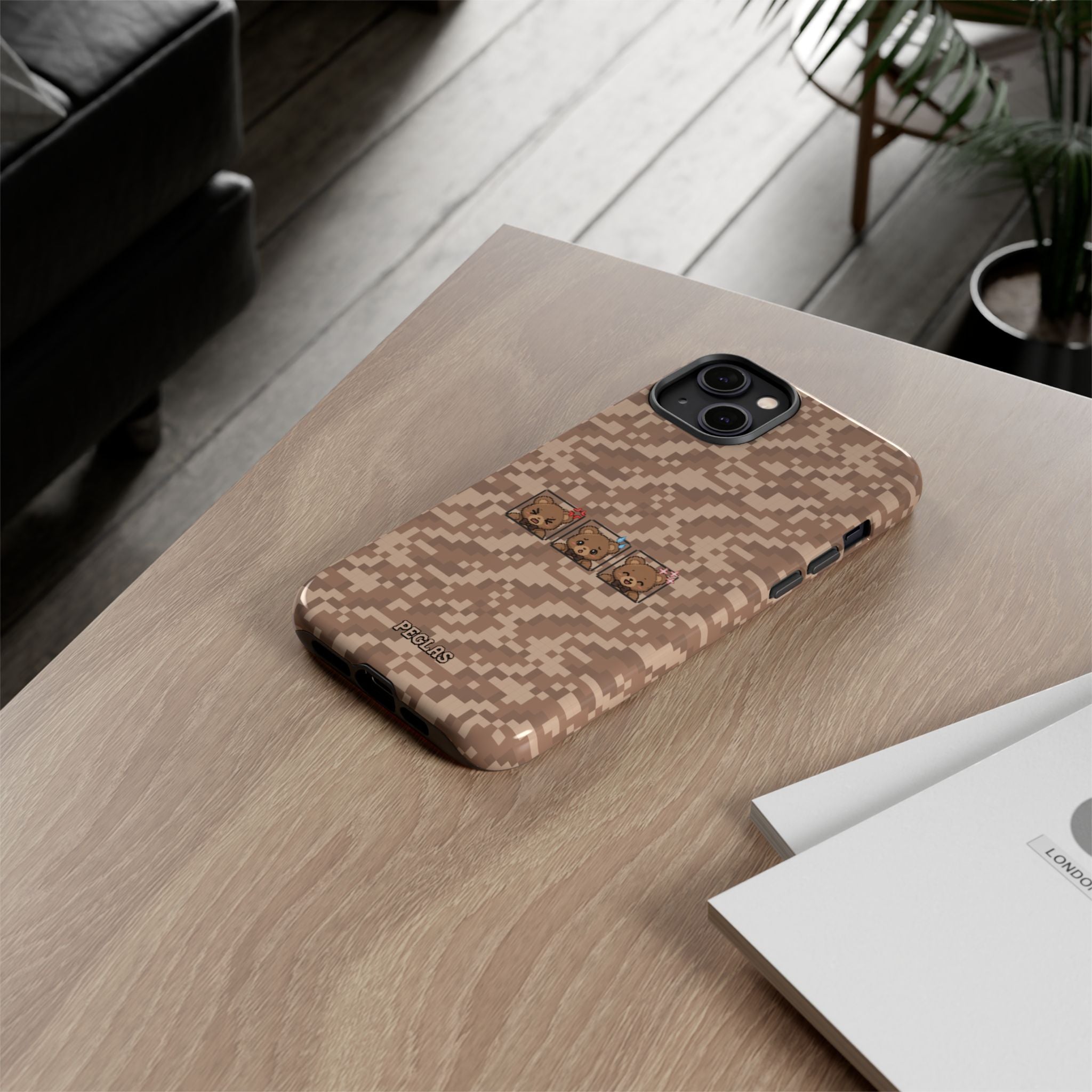 Pixel Teddy Emojis Brown Tough Phone Case