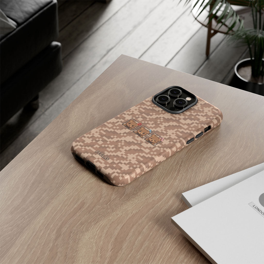 Pixel Teddy Emojis Brown Tough Phone Case