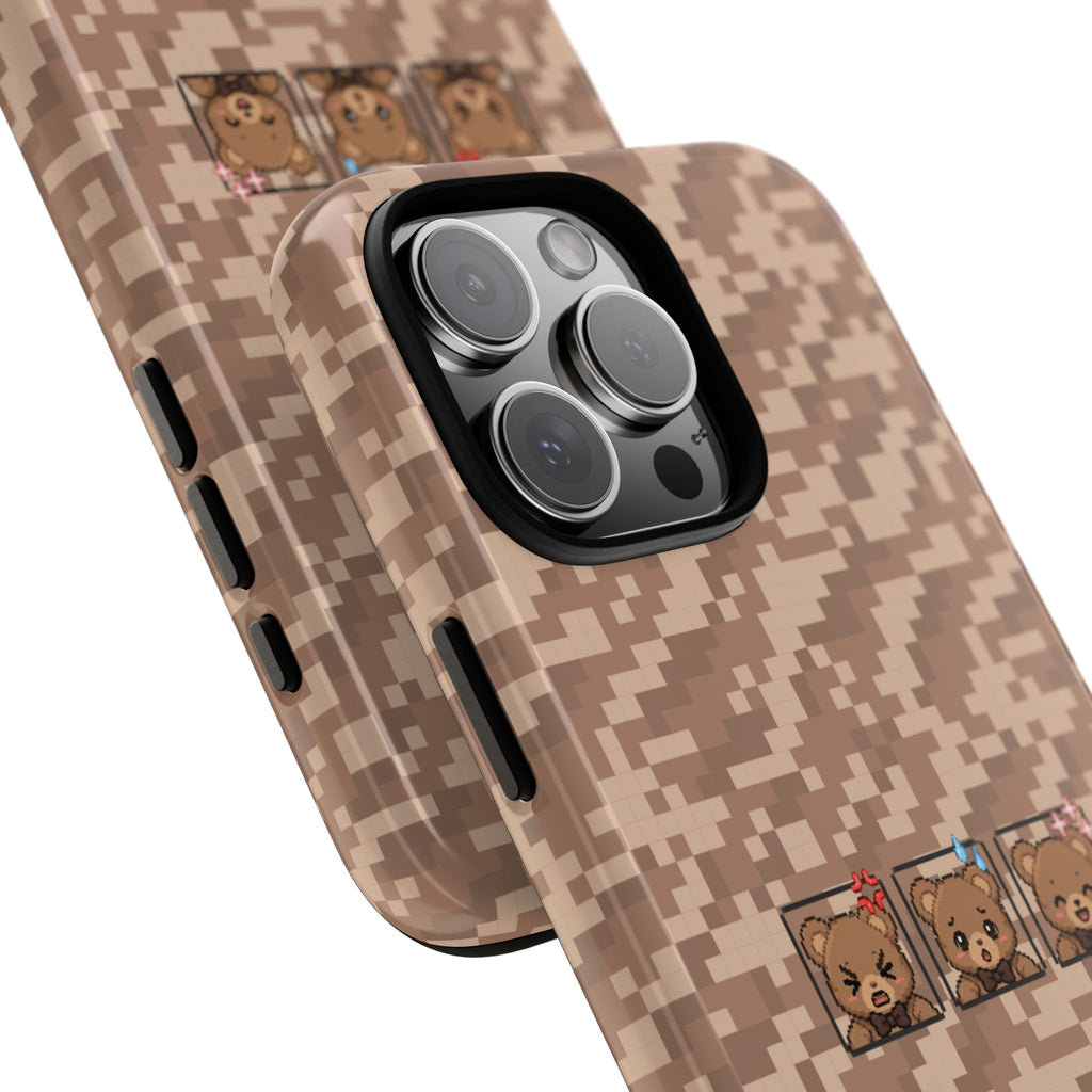 Pixel Teddy Emojis Brown Tough Phone Case