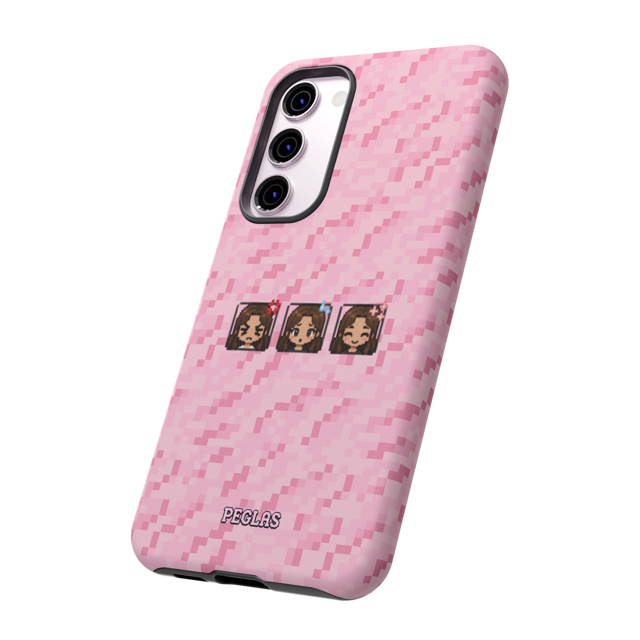 Pixel Girl Emojis Pink Tough Phone Case