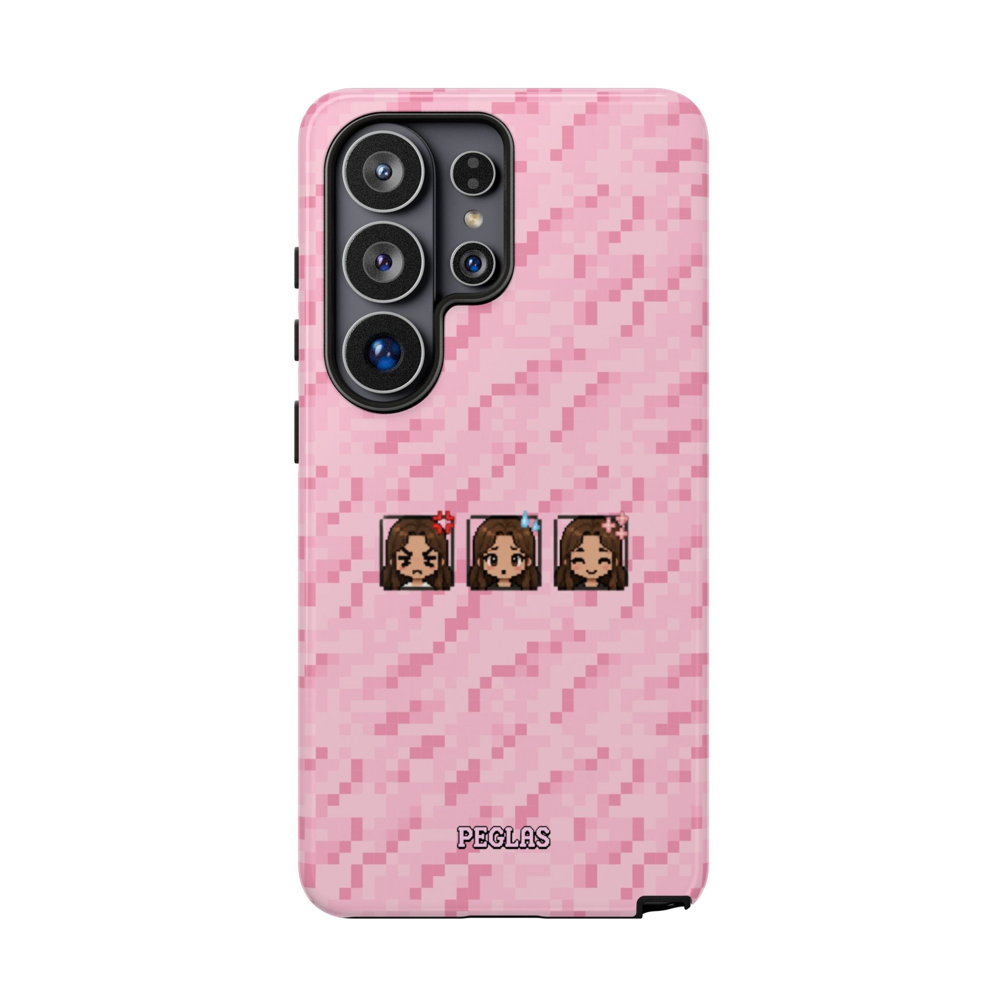 Pixel Girl Emojis Pink Tough Phone Case