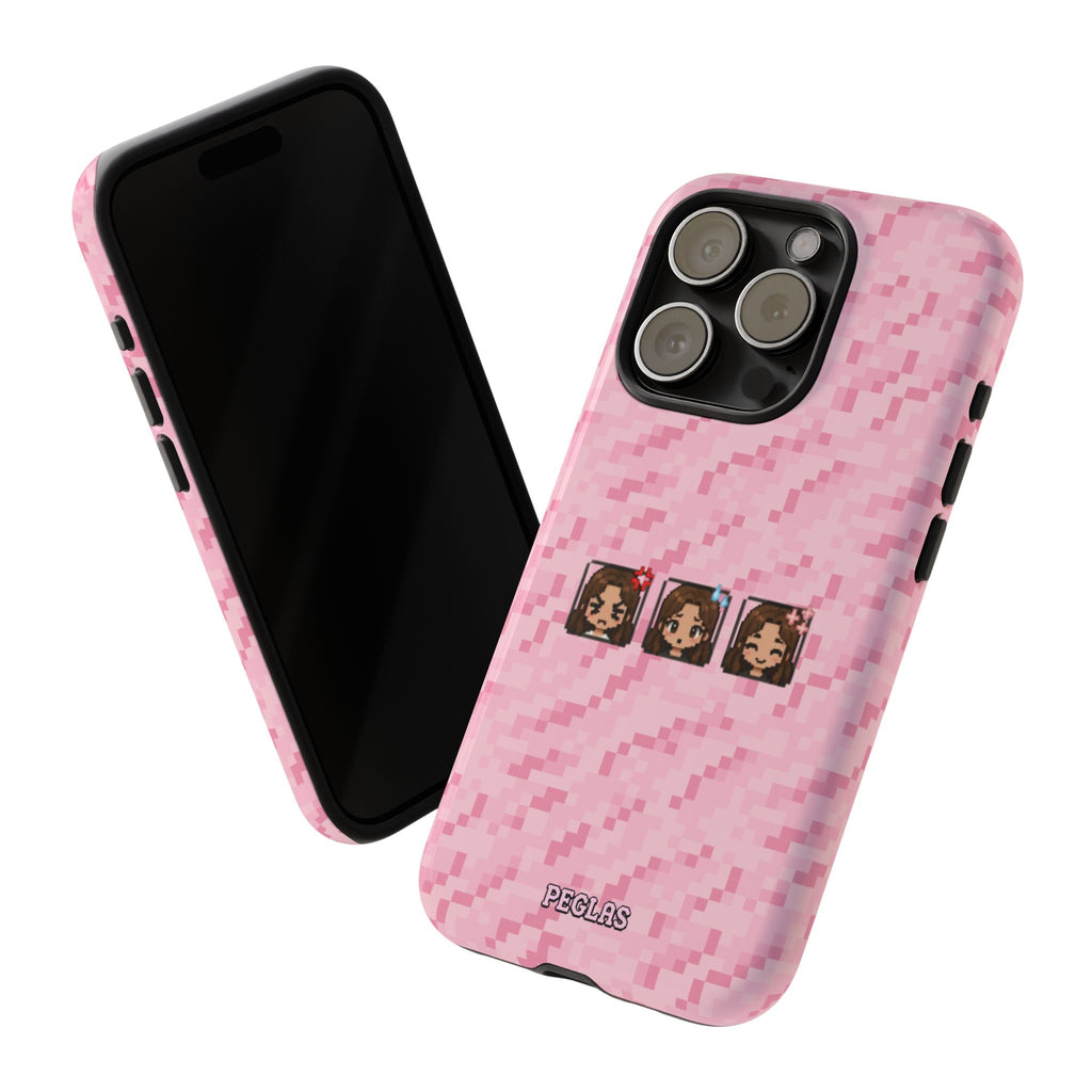 Pixel Girl Emojis Pink Tough Phone Case
