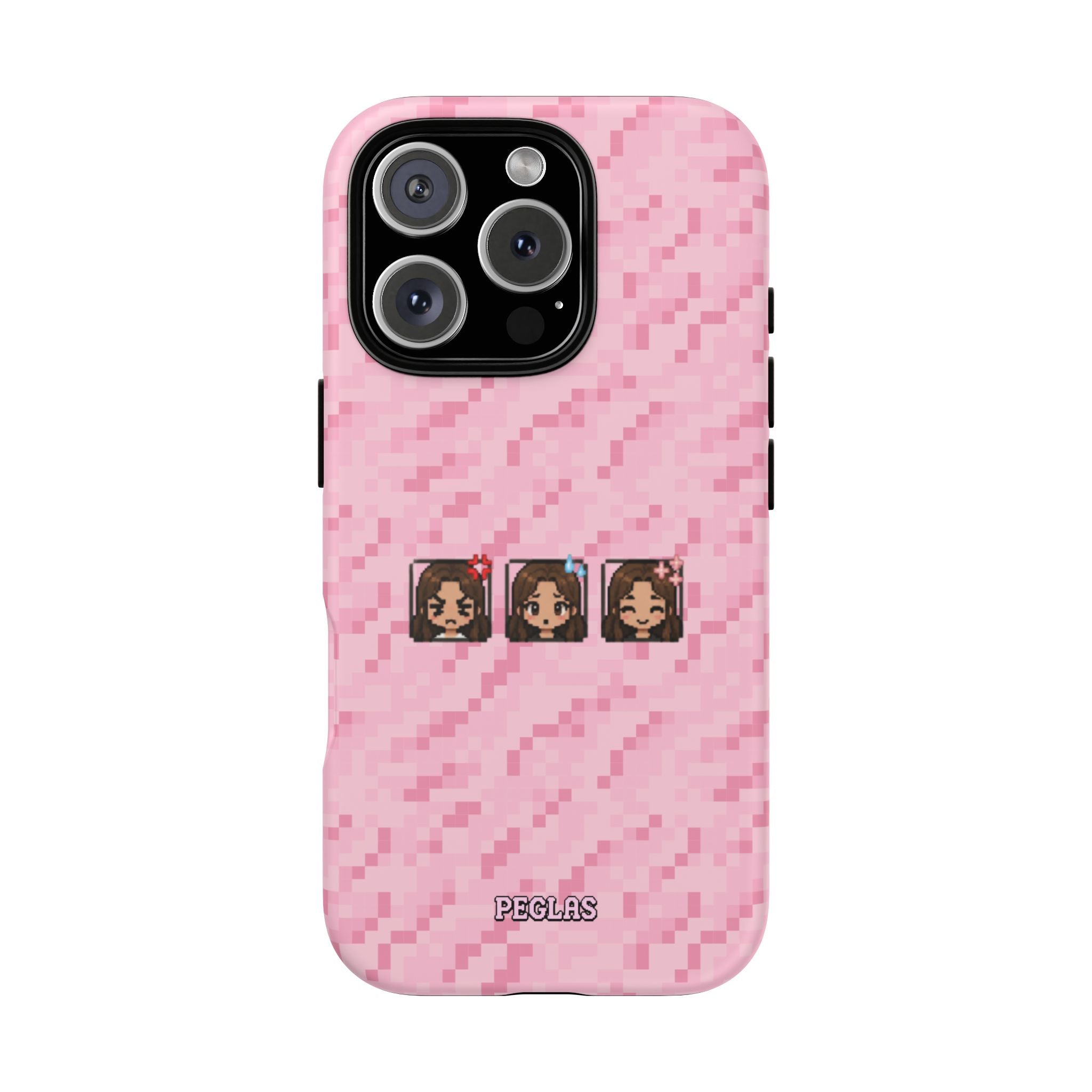 Pixel Girl Emojis Pink Tough Phone Case
